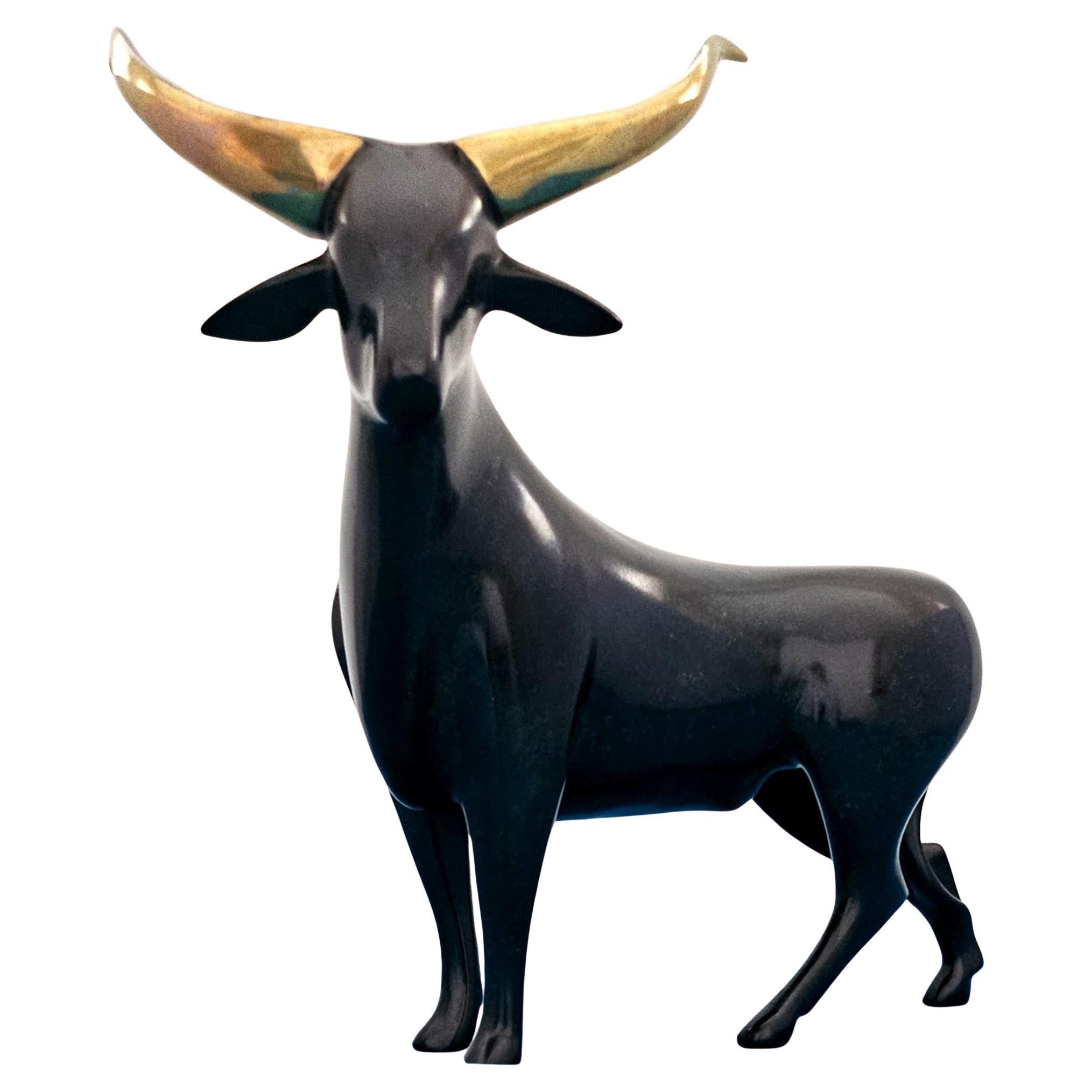 Scultura di toro in bronzo firmata Loet Vanderveen, 160/500 in vendita