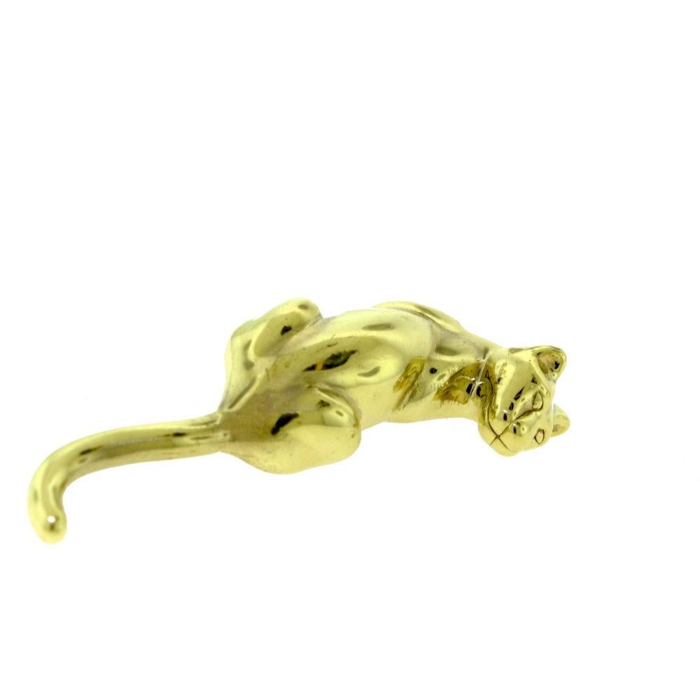 Signed Loree 18 Karat Yellow Gold Panther Brooch In Good Condition In Miami, FL