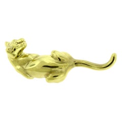 Signed Loree 18 Karat Yellow Gold Panther Brooch