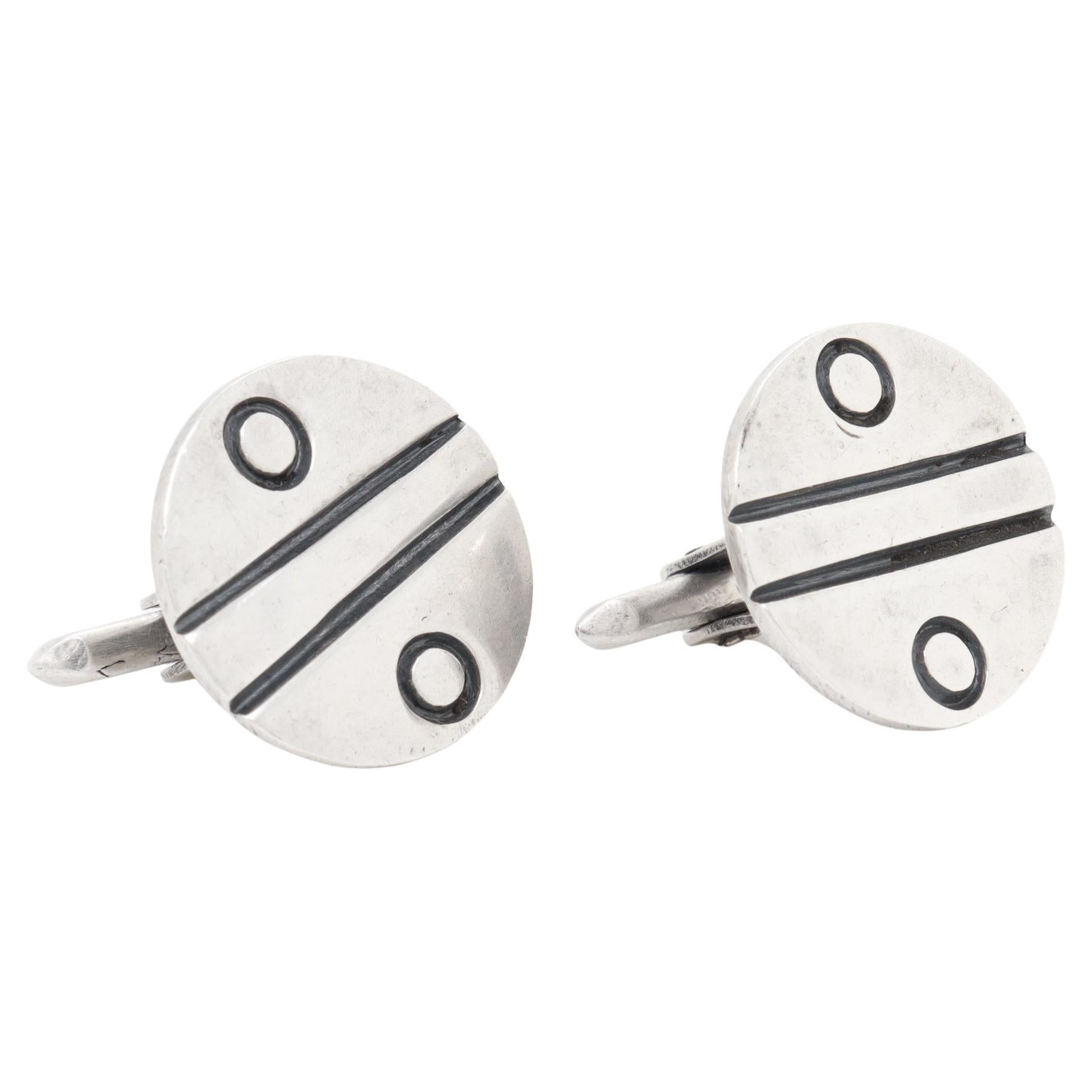 Gemelli in argento firmati Los Ballesteros, modernisti messicani, in argento.