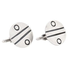 Signed Los Ballesteros Mexican Modernist Sterling Silver Cufflinks