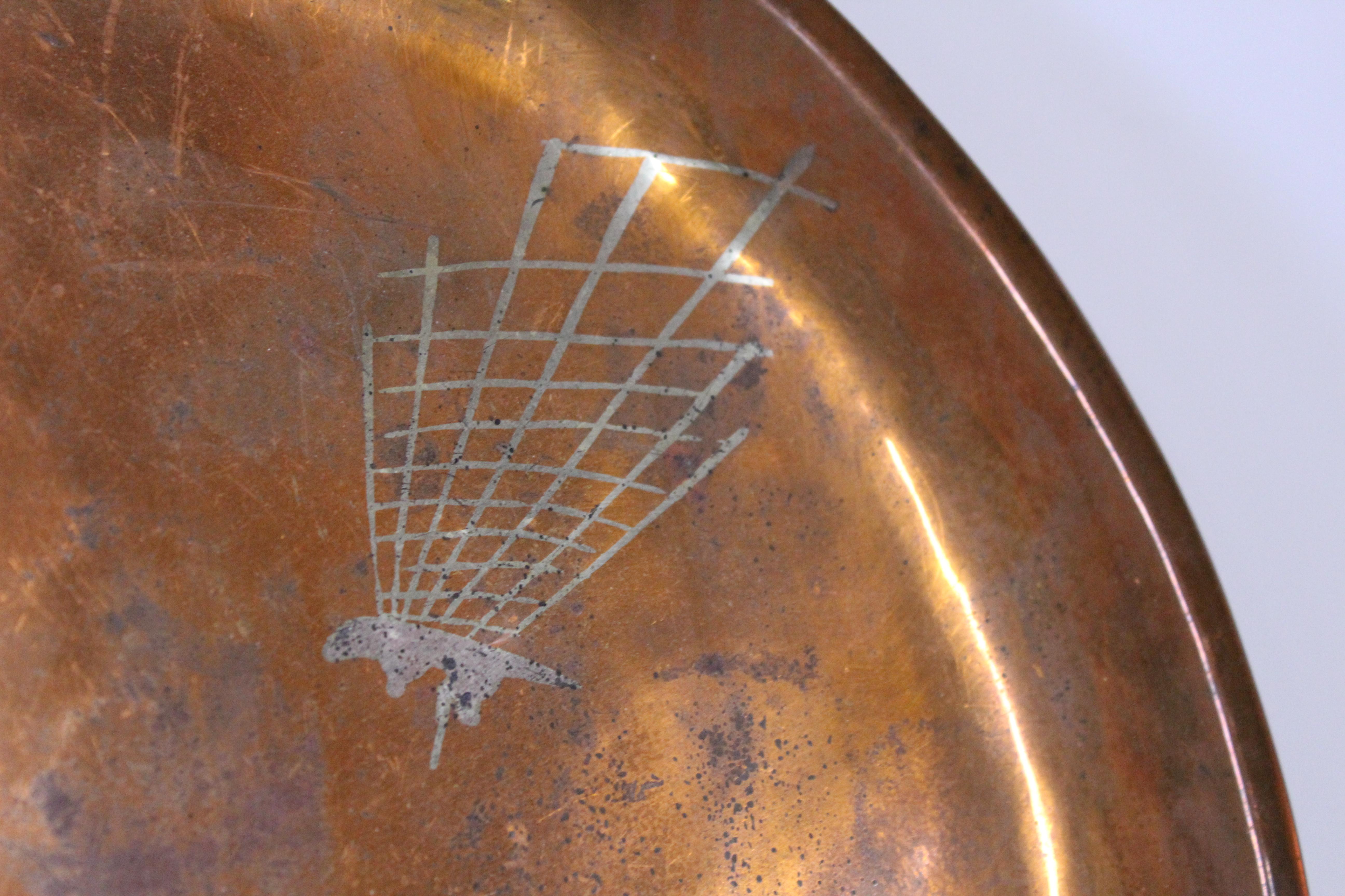Mid-Century Modern Signed Los Castillo Copper Mid-Century Serving Platter For Sale