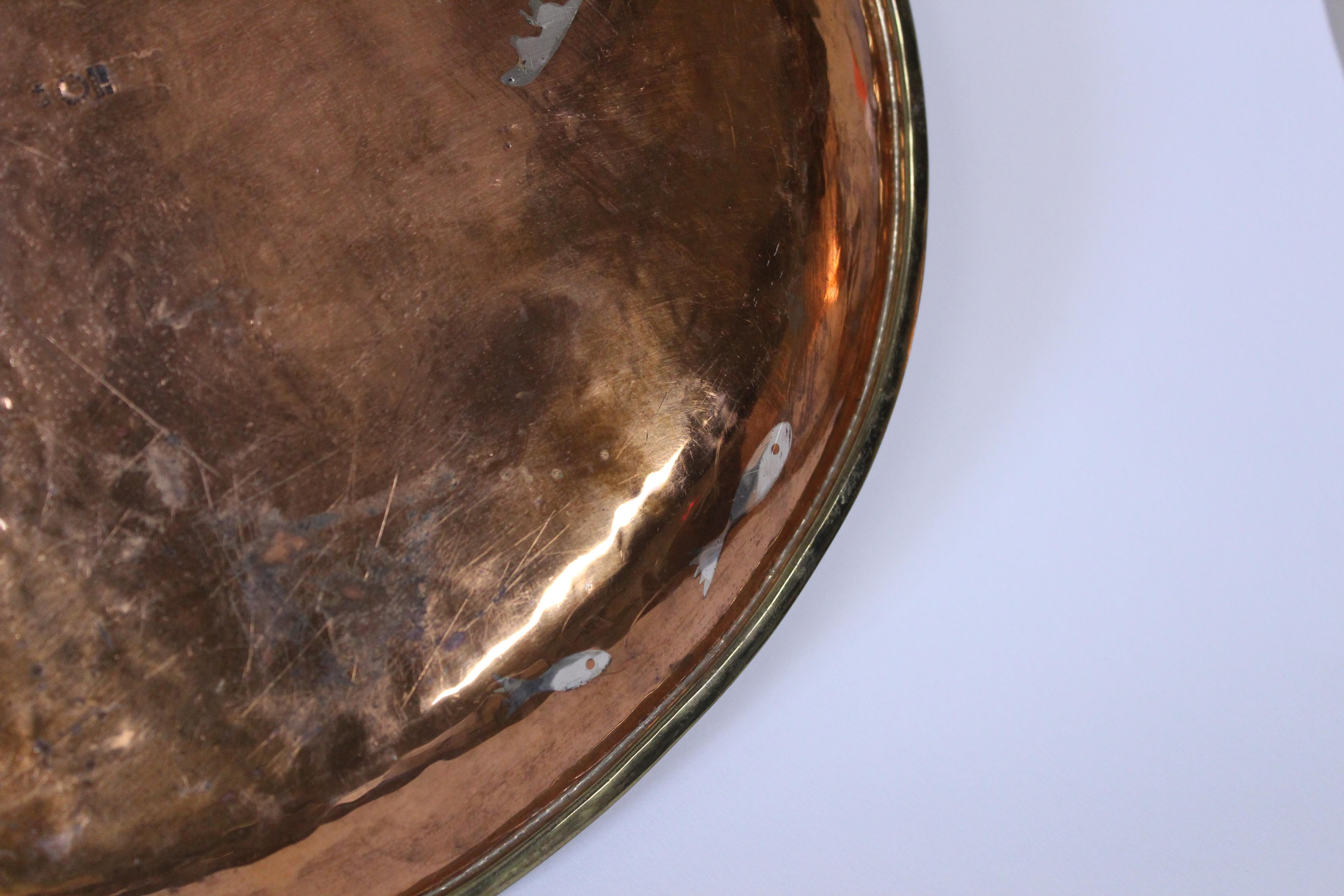Mid-20th Century Signed Los Castillo Copper Mid-Century Serving Platter For Sale
