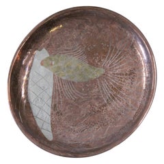 Signed Los Castillo Polished Copper Mid-Century Serving Platter