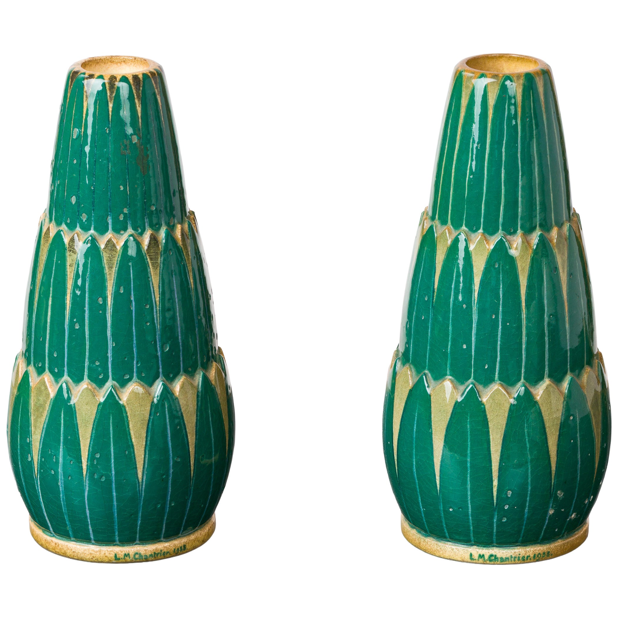 Vasi a forma di conchiglia firmati Louis-Marcellin Chantrier Art Deco - Francia, anni 
33 in vendita