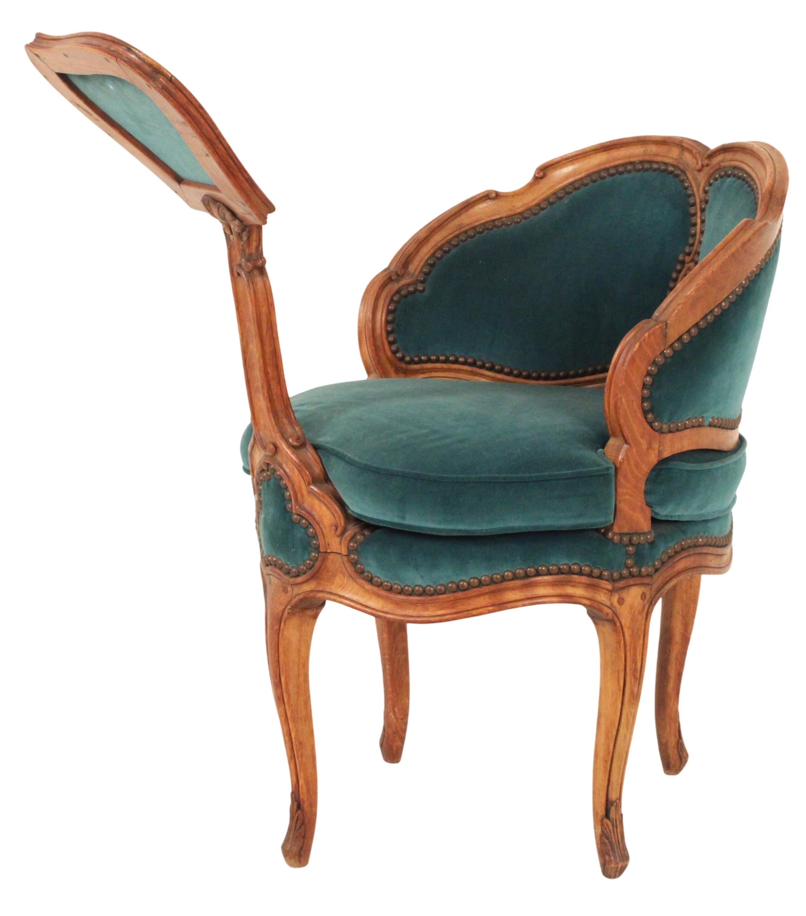 Signiert im Louis XV.-Stil Boudoir Bergere (Handgeschnitzt) im Angebot