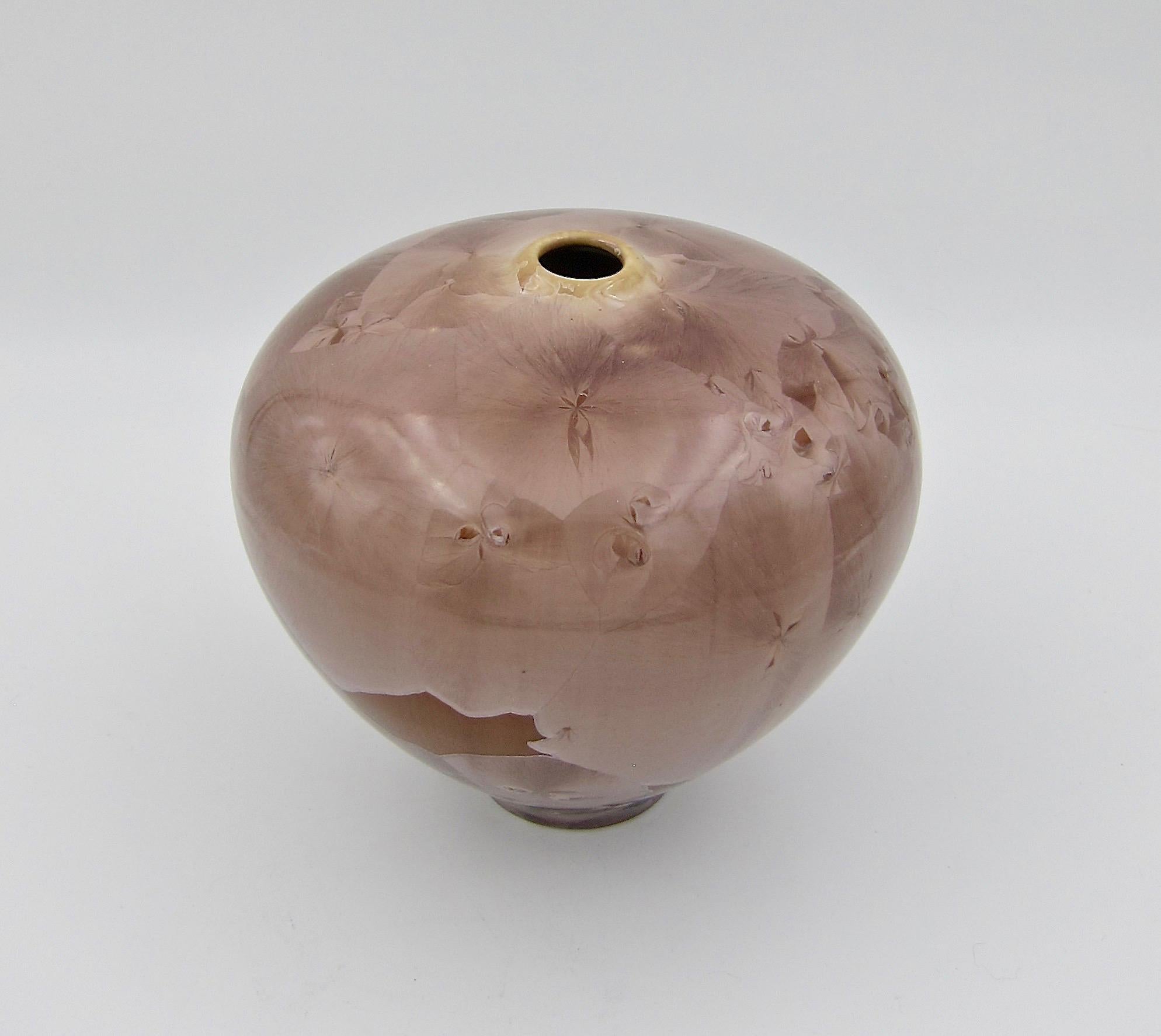 American Signed Crystalline Porcelain Vase Trio by Louise Reding