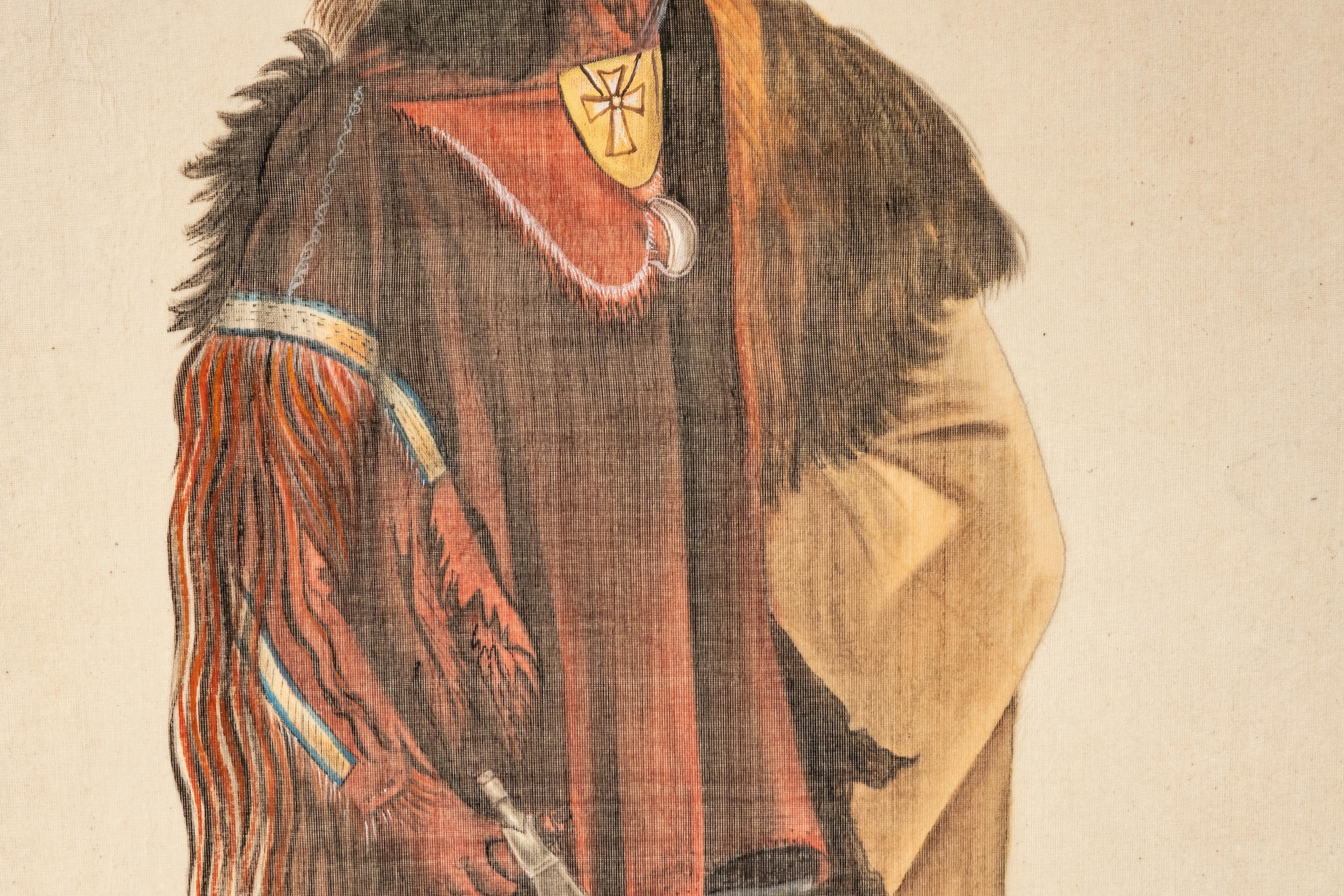 Signed L.R Laffitte Watercolor Painting of Yankton Sioux Native American In Good Condition For Sale In Hudson, NY