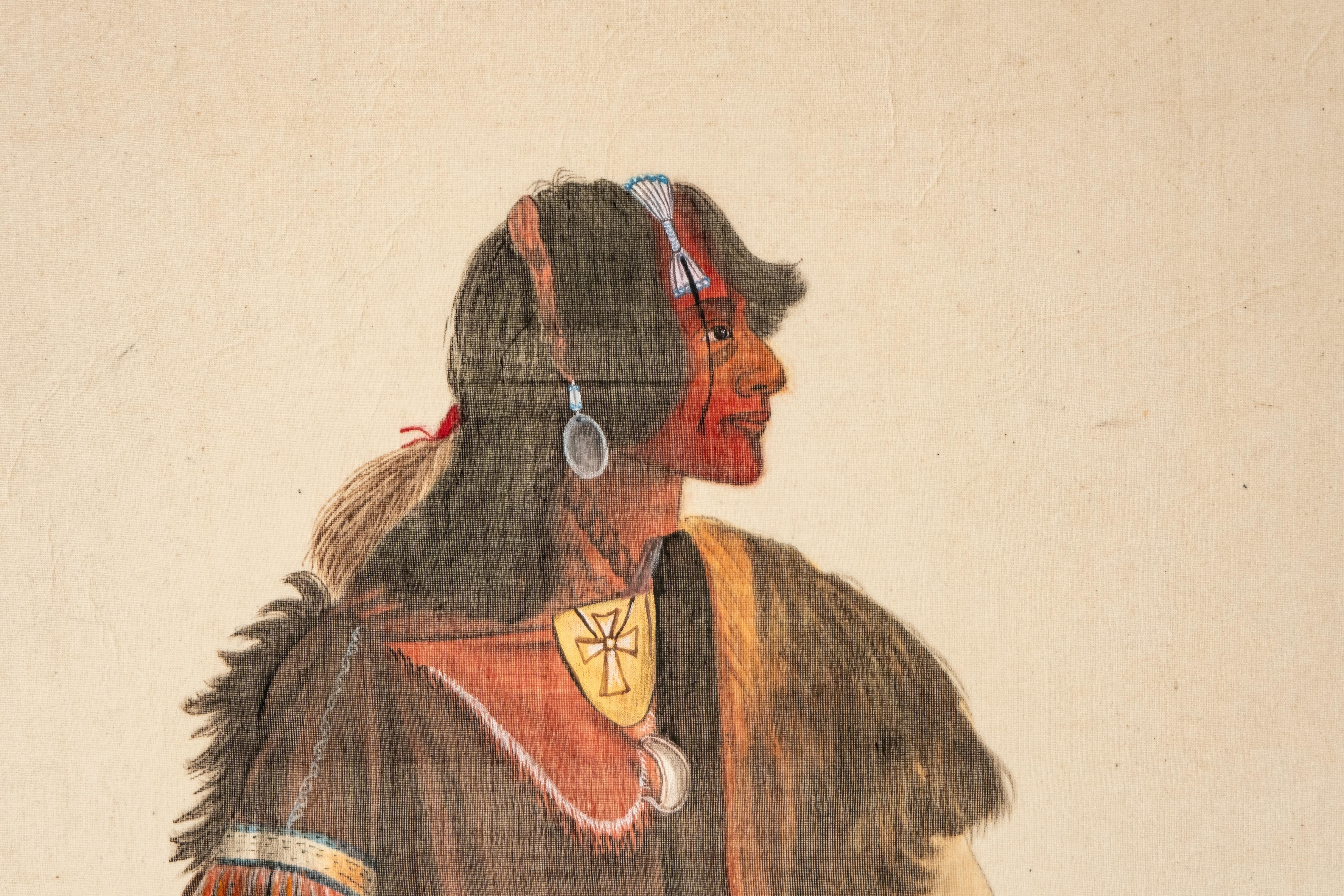 20th Century Signed L.R Laffitte Watercolor Painting of Yankton Sioux Native American For Sale