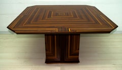 Firmato Luciano Frigerio Raro tavolo da pranzo intarsiato moderno italiano, anni '80