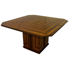 Signed Luciano Frigerio Rare Italian Modern Inlaid Dining Table, 1980s