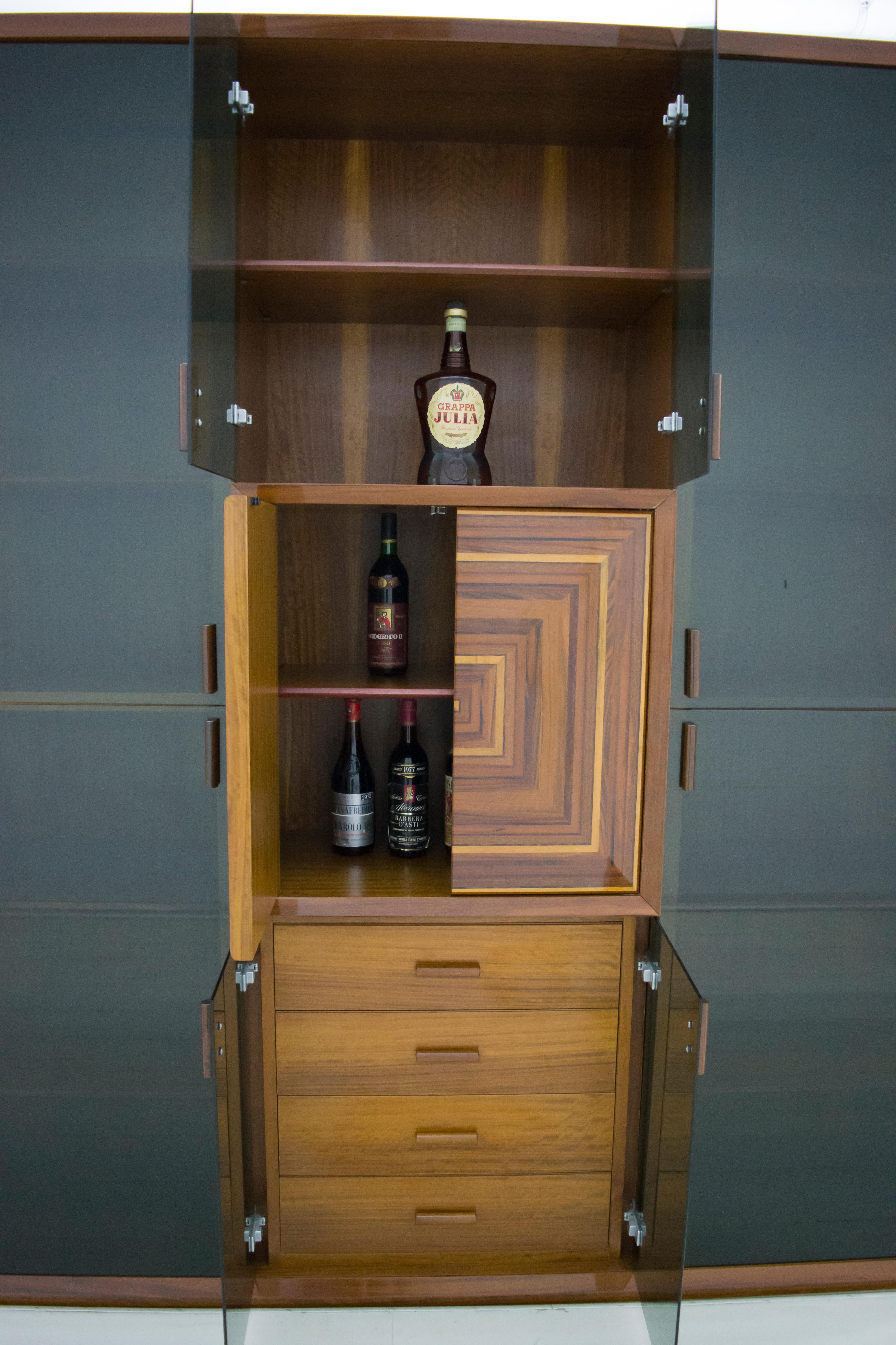 Maple Signed Luciano Frigerio Rare Italian Inlaid Bar Cabinet 