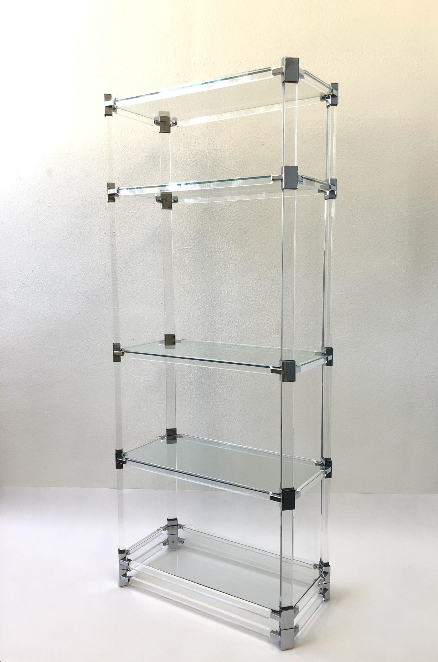 Signed Lucite and Chrome Étagère by Charles Hollis Jones For Sale 1