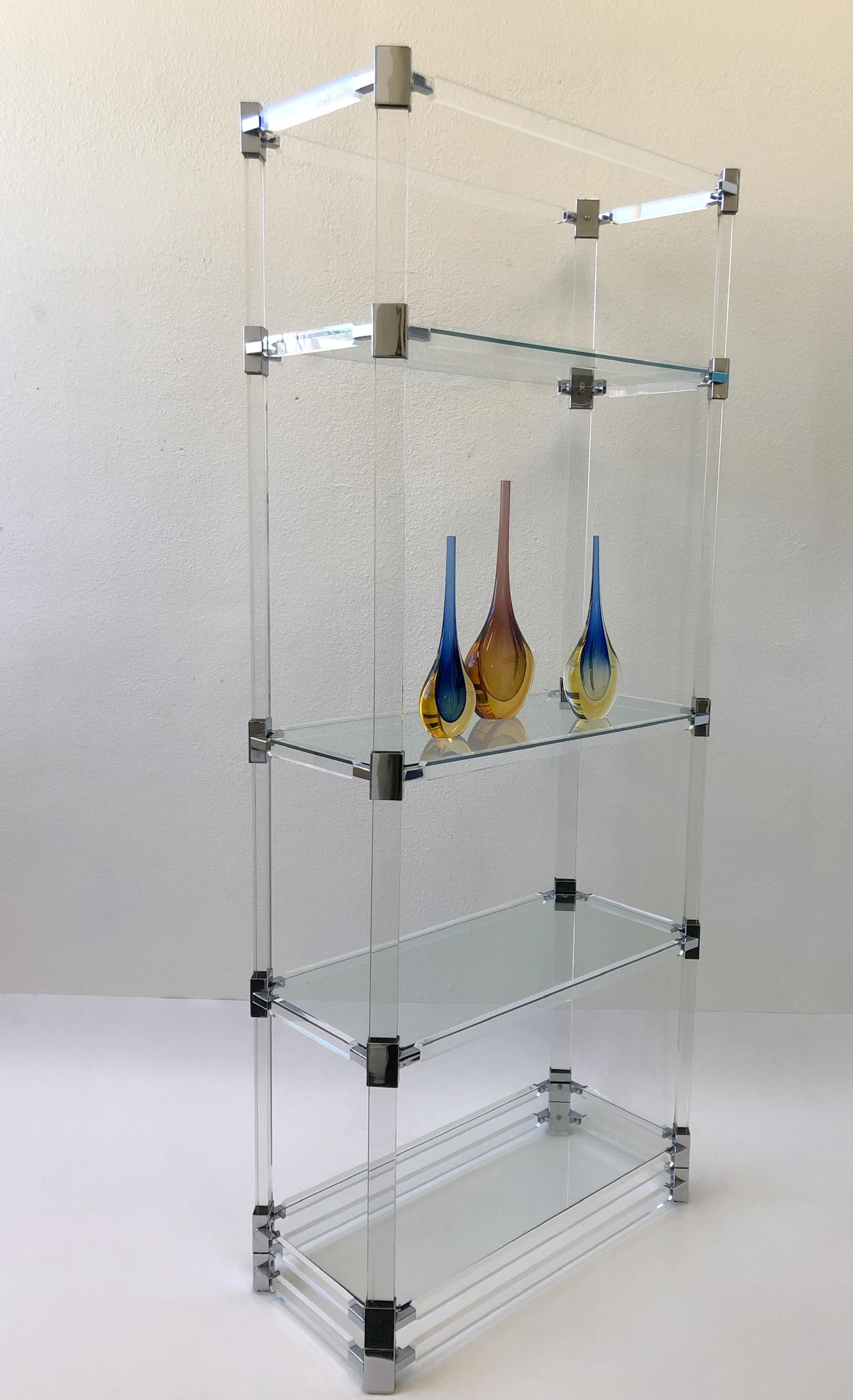 Modern Signed Lucite and Chrome Étagère by Charles Hollis Jones For Sale