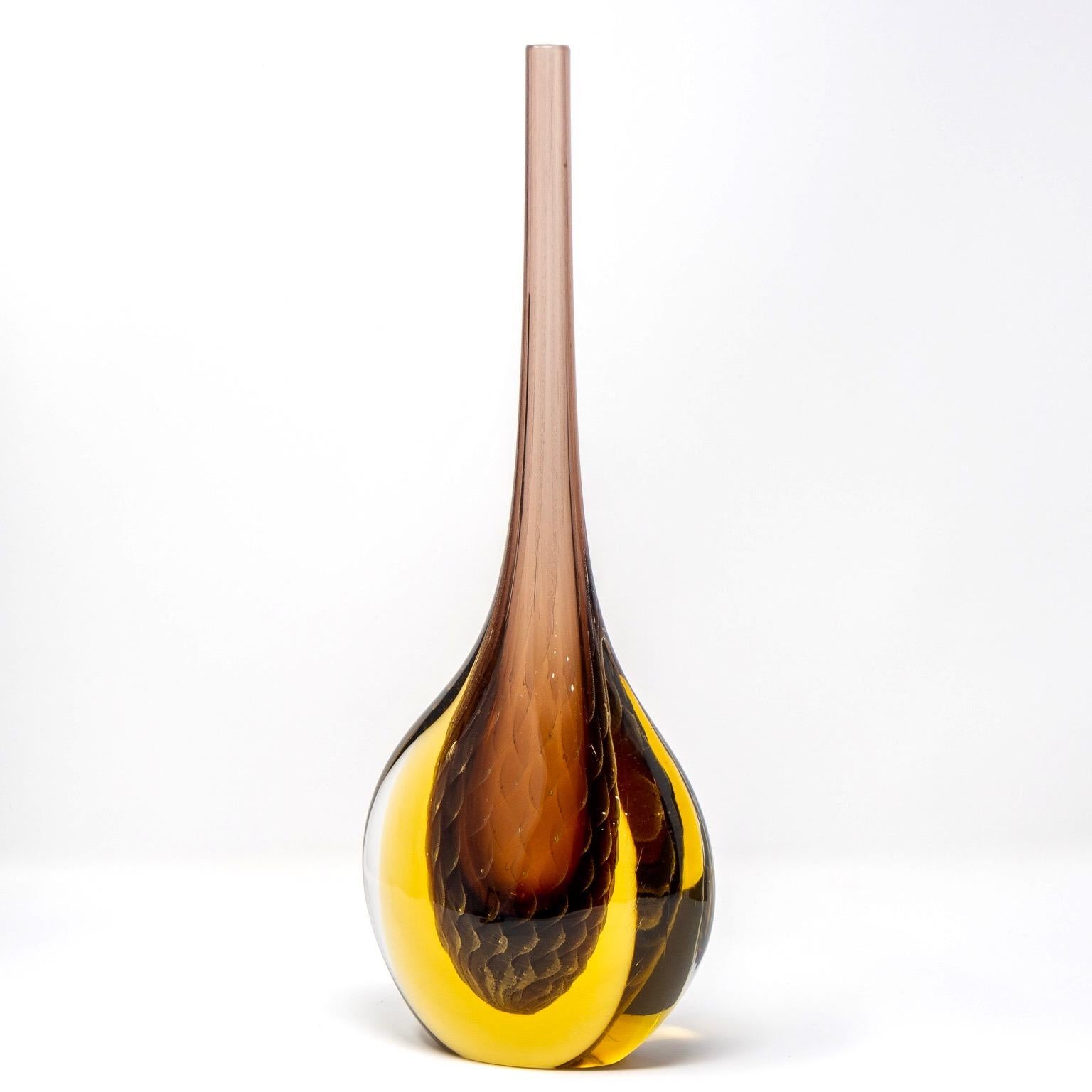 Mid-Century Modern Signed Luigi Onesto Murano Glass Sommerso Style Vase