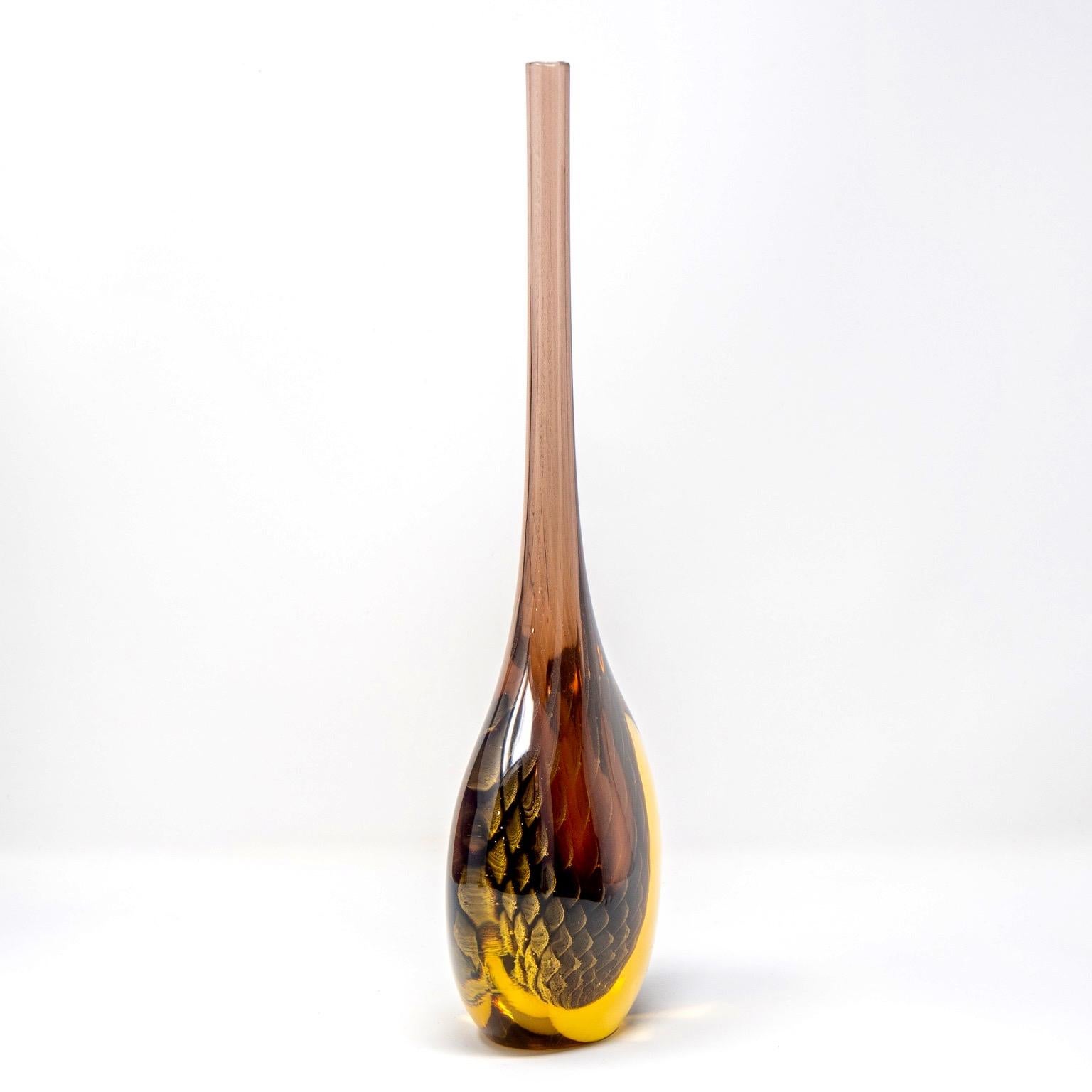 Italian Signed Luigi Onesto Murano Glass Sommerso Style Vase