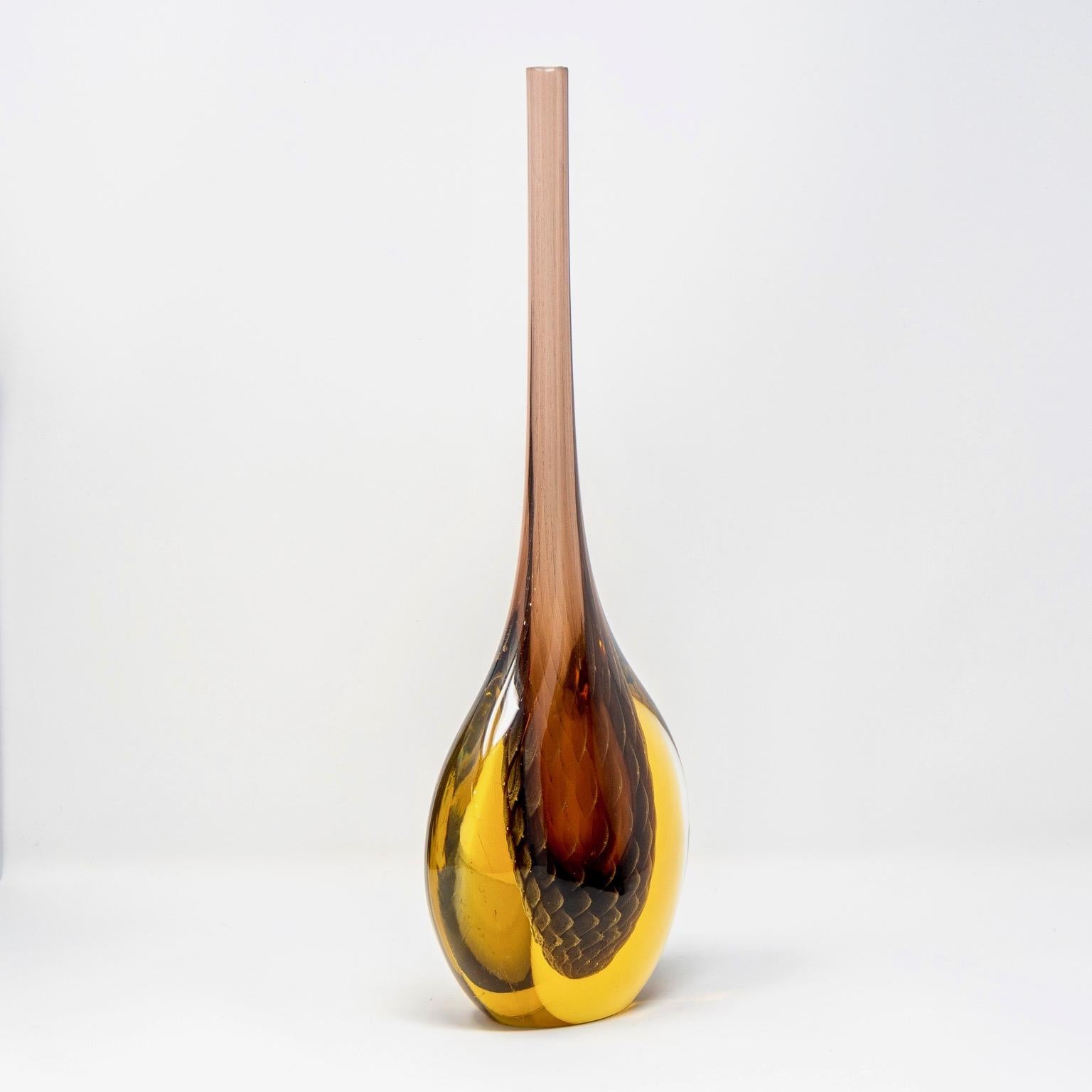 20th Century Signed Luigi Onesto Murano Glass Sommerso Style Vase