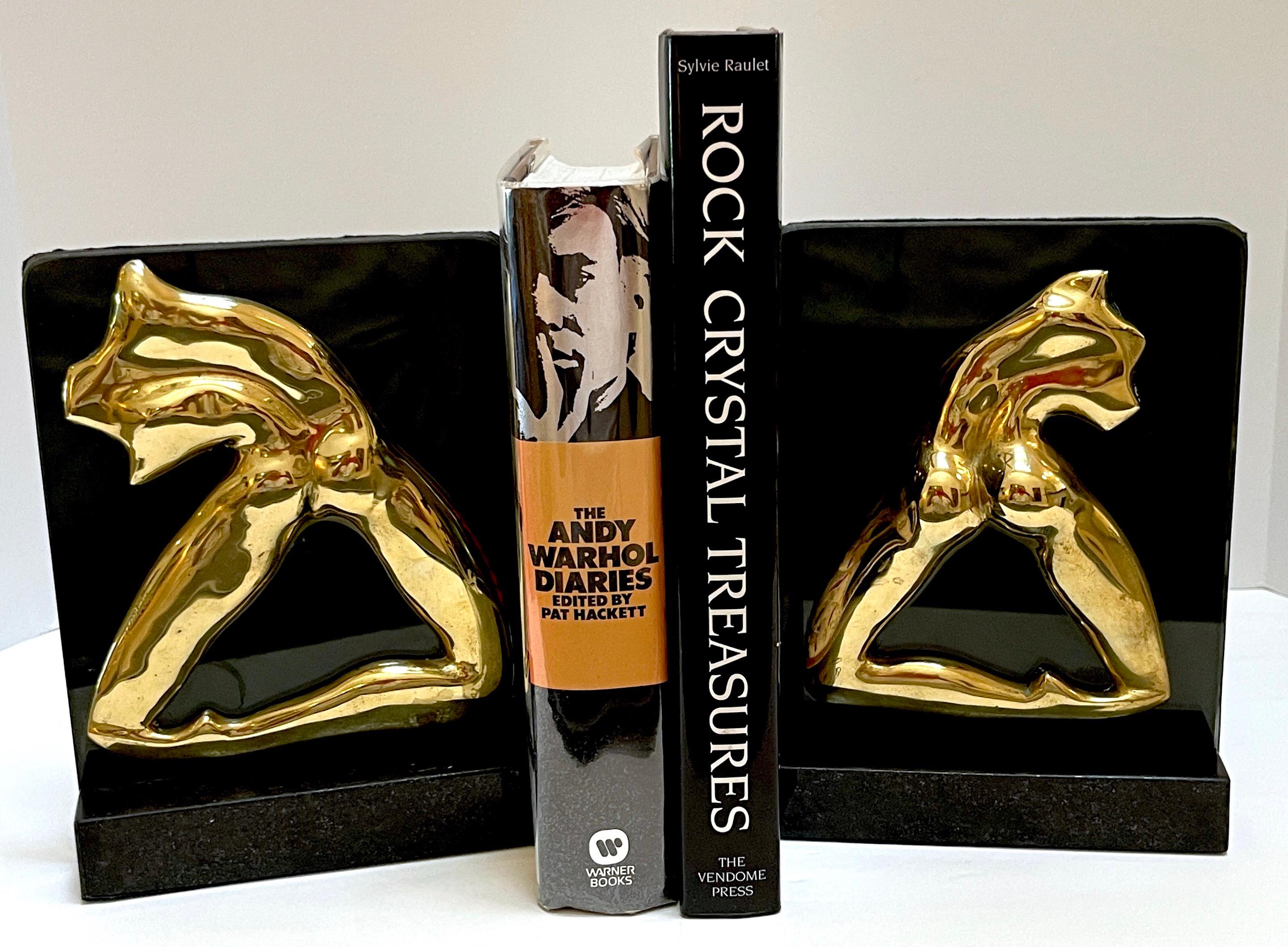 Signed M. Lima Abstract Bronze and Glass Bookends, Nude Profiles For Sale 9