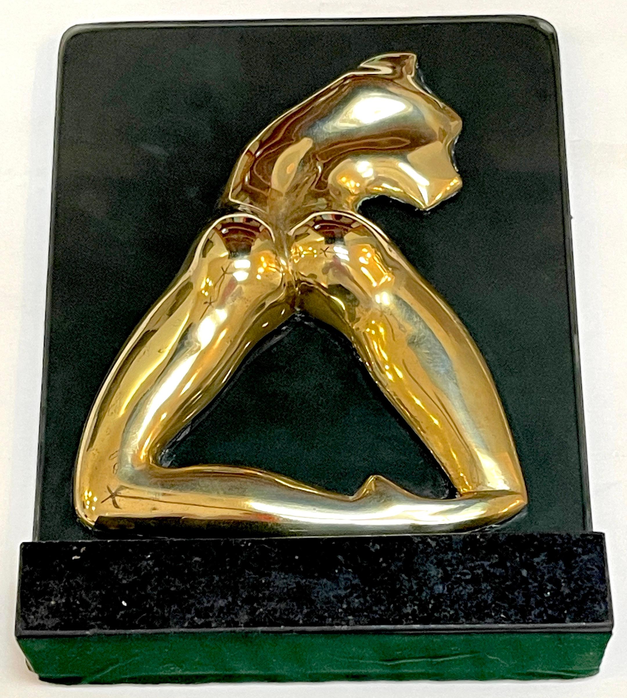 Signed M. Lima Abstract Bronze and Glass Bookends, Nude Profiles In Good Condition For Sale In West Palm Beach, FL