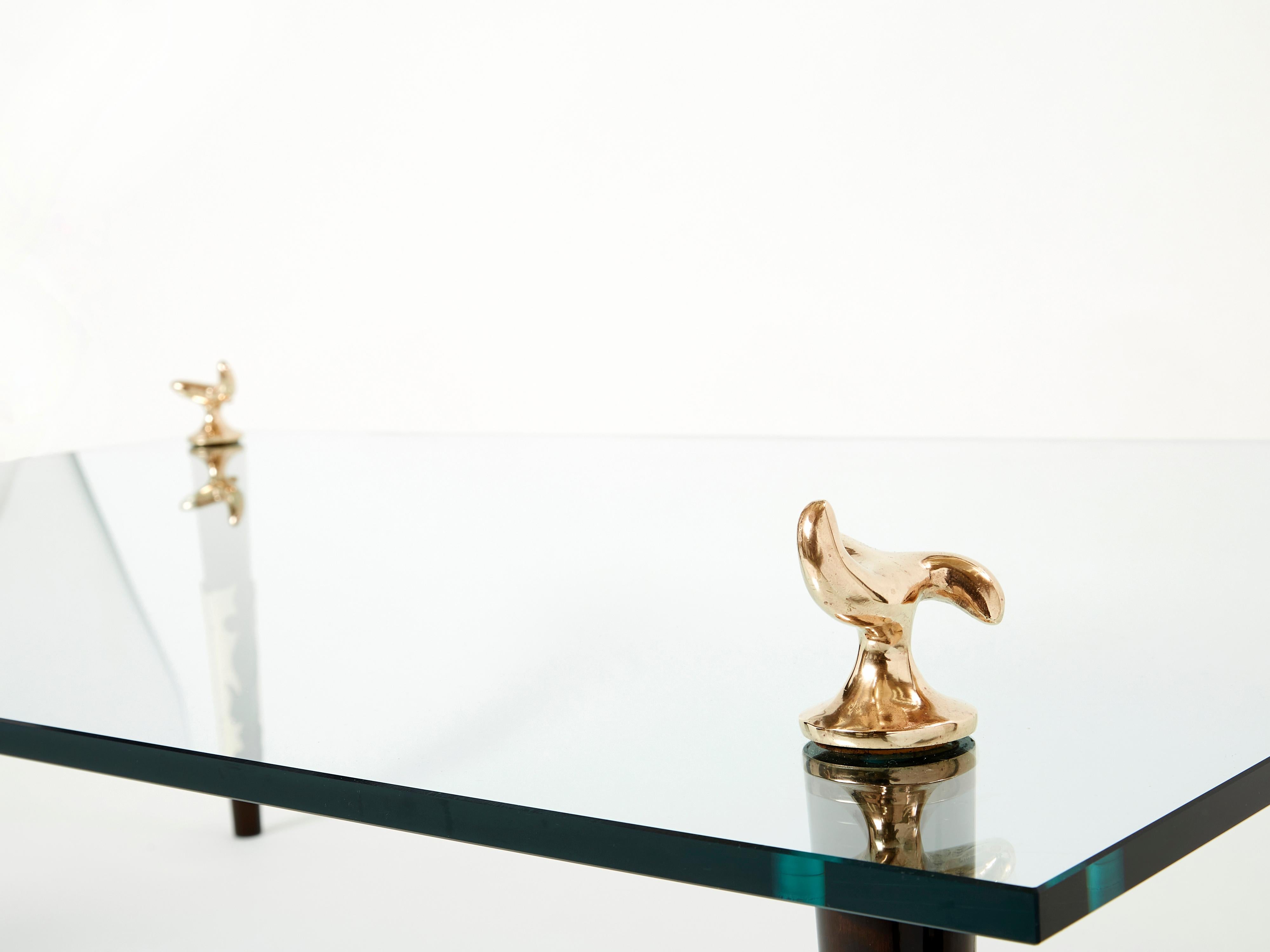 Table basse en acajou et verre bronze signée Garouste &amp;amp; Bonetti, 1995 en vente 1