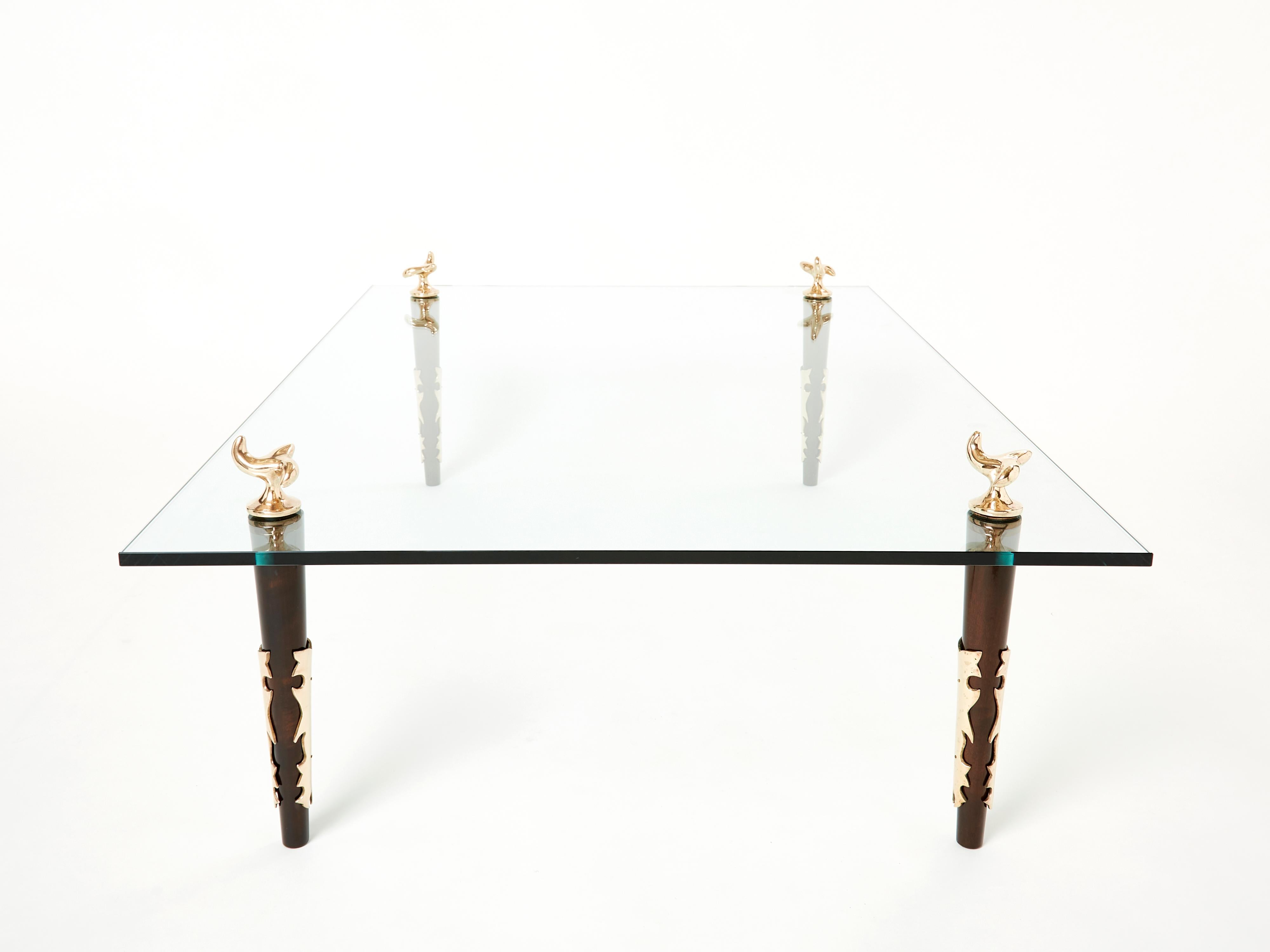 Table basse en acajou et verre bronze signée Garouste &amp;amp; Bonetti, 1995 en vente 2