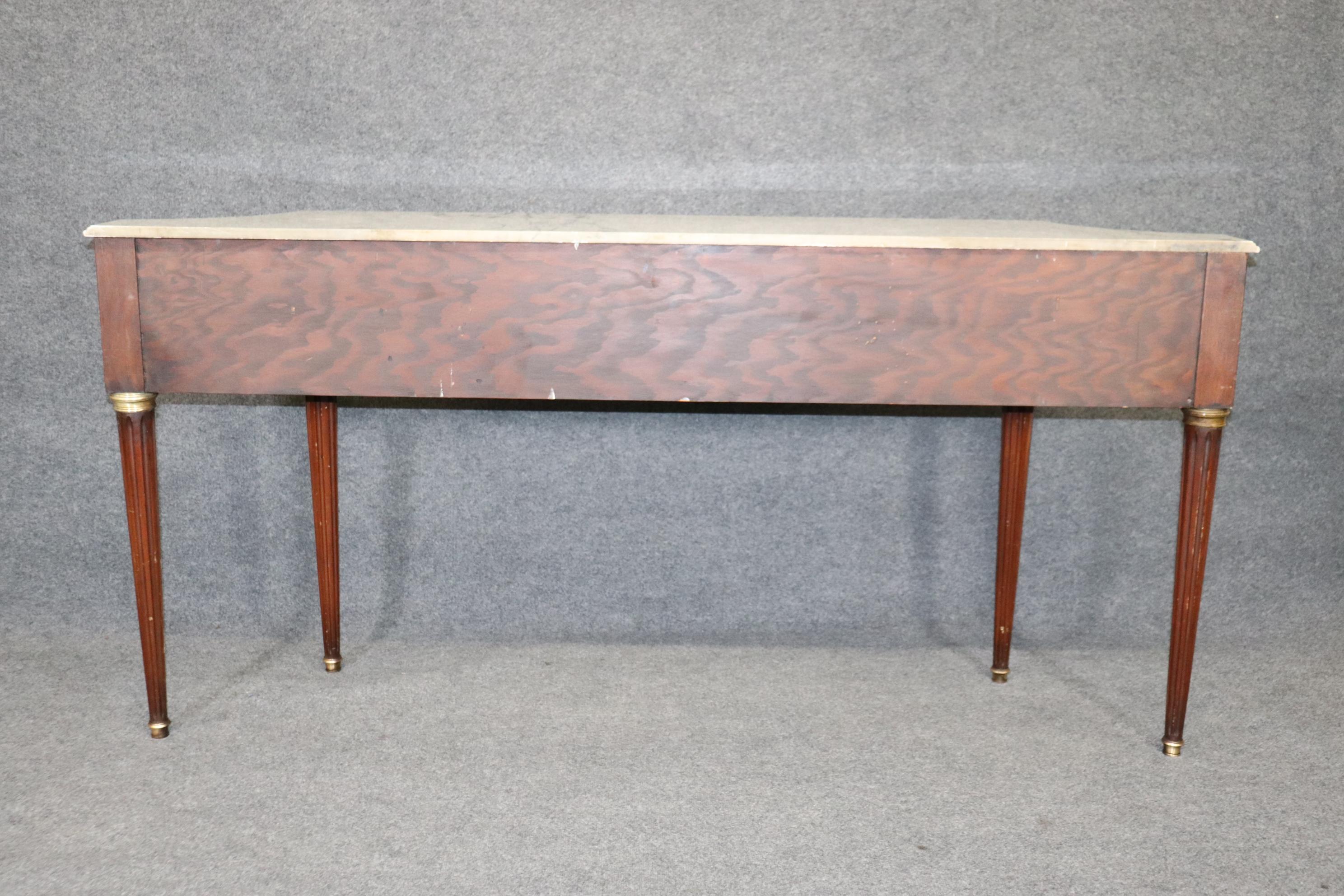 Signed Mahogany Directoire Maison Jansen Brass Adorned Marble Top Console Table For Sale 2