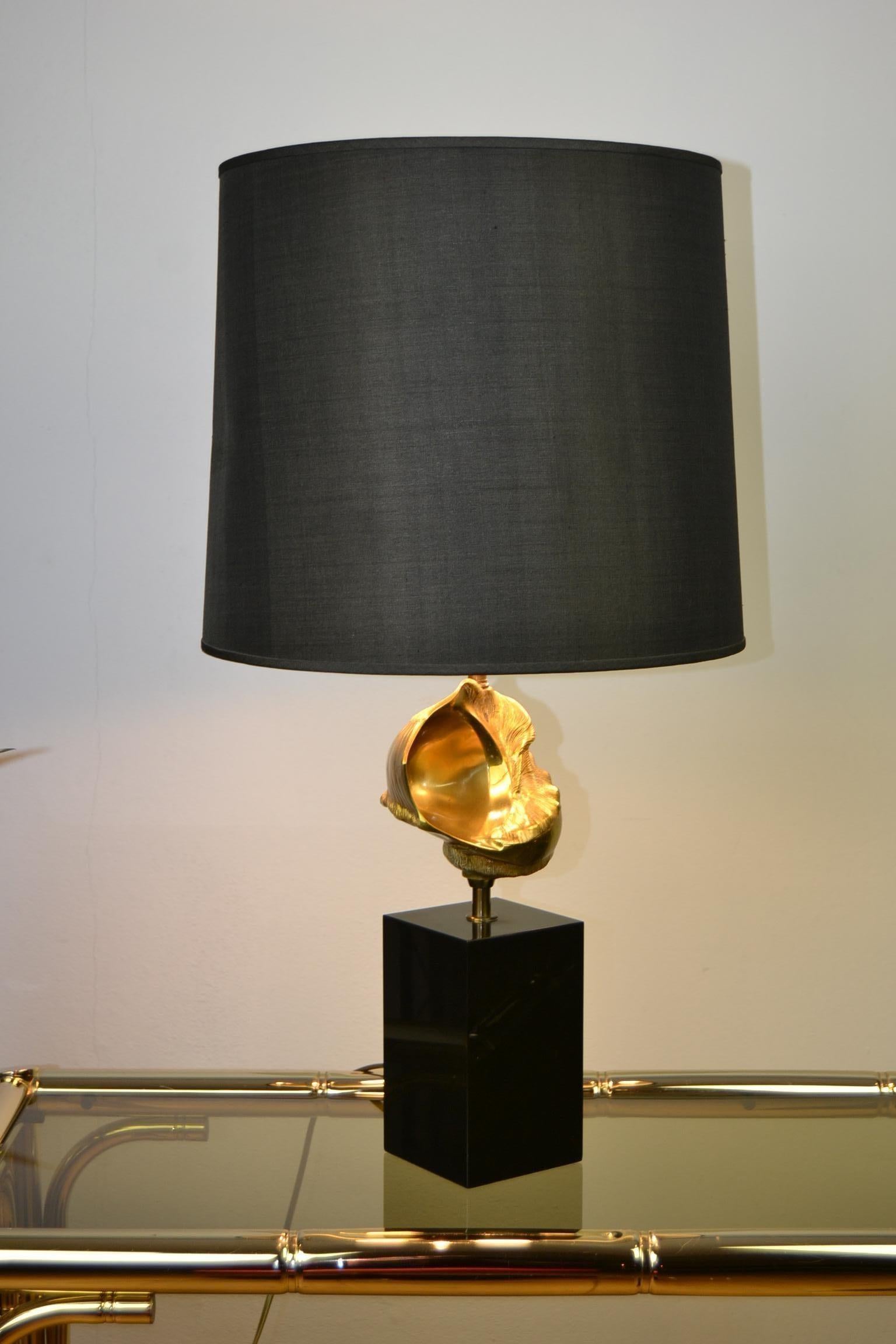 Hollywood Regency Signed Maison Charles Nautilus Shell Table Lamp, Mid-20th Century, France