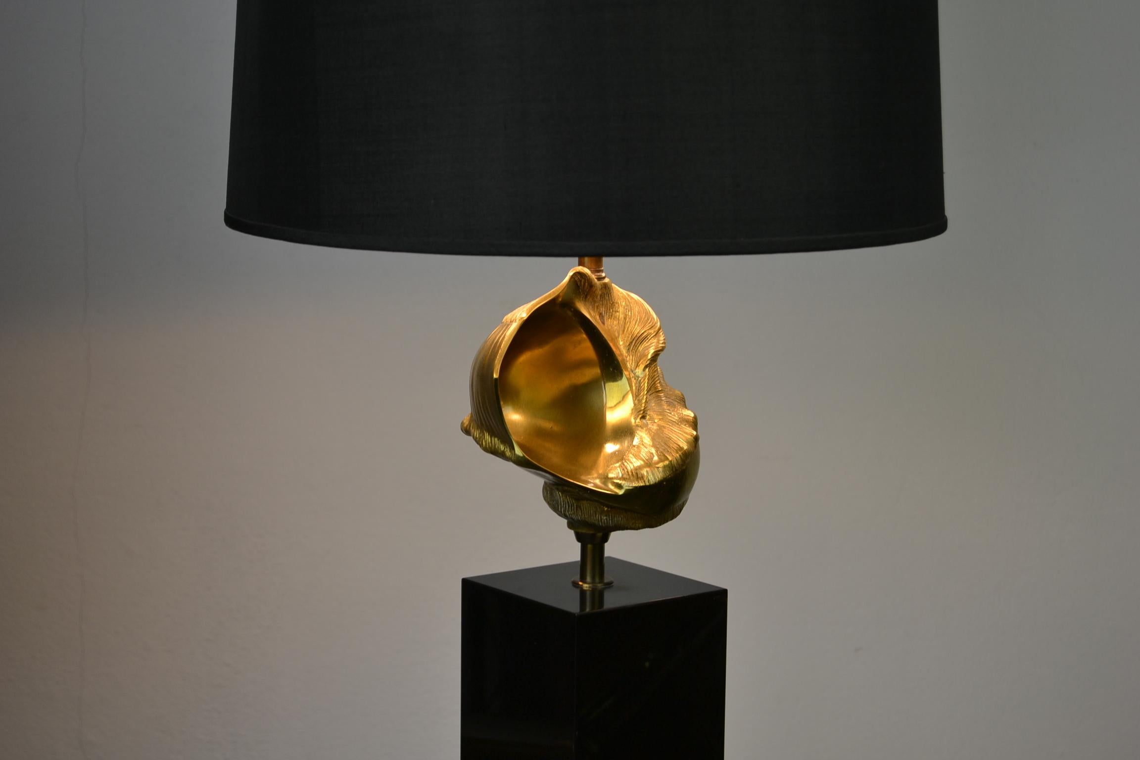 Gilt Signed Maison Charles Nautilus Shell Table Lamp, Mid-20th Century, France