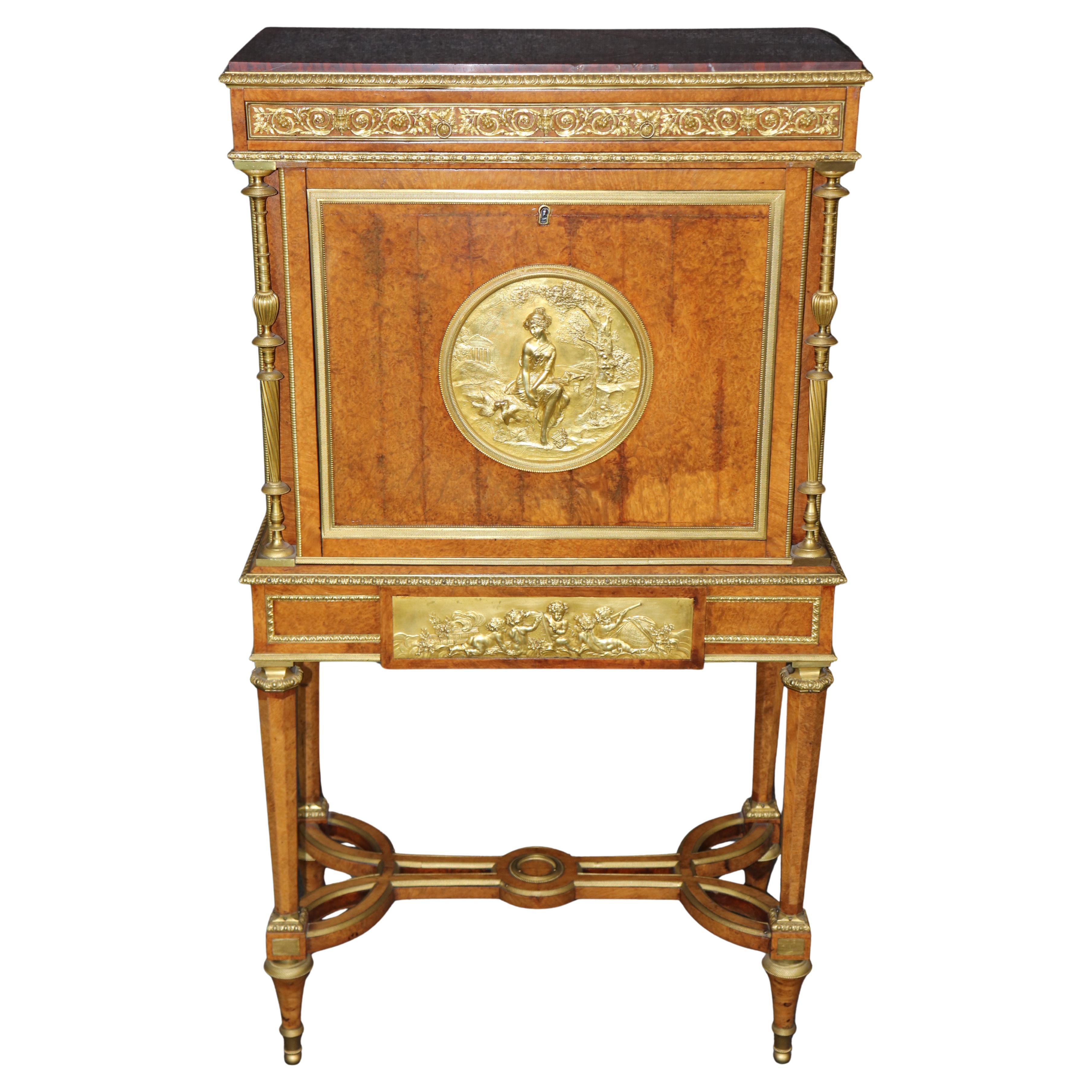 Firmato Maison Forest Rouge Marmo Gioielleria Qualità Bronzo Scrivania in vendita