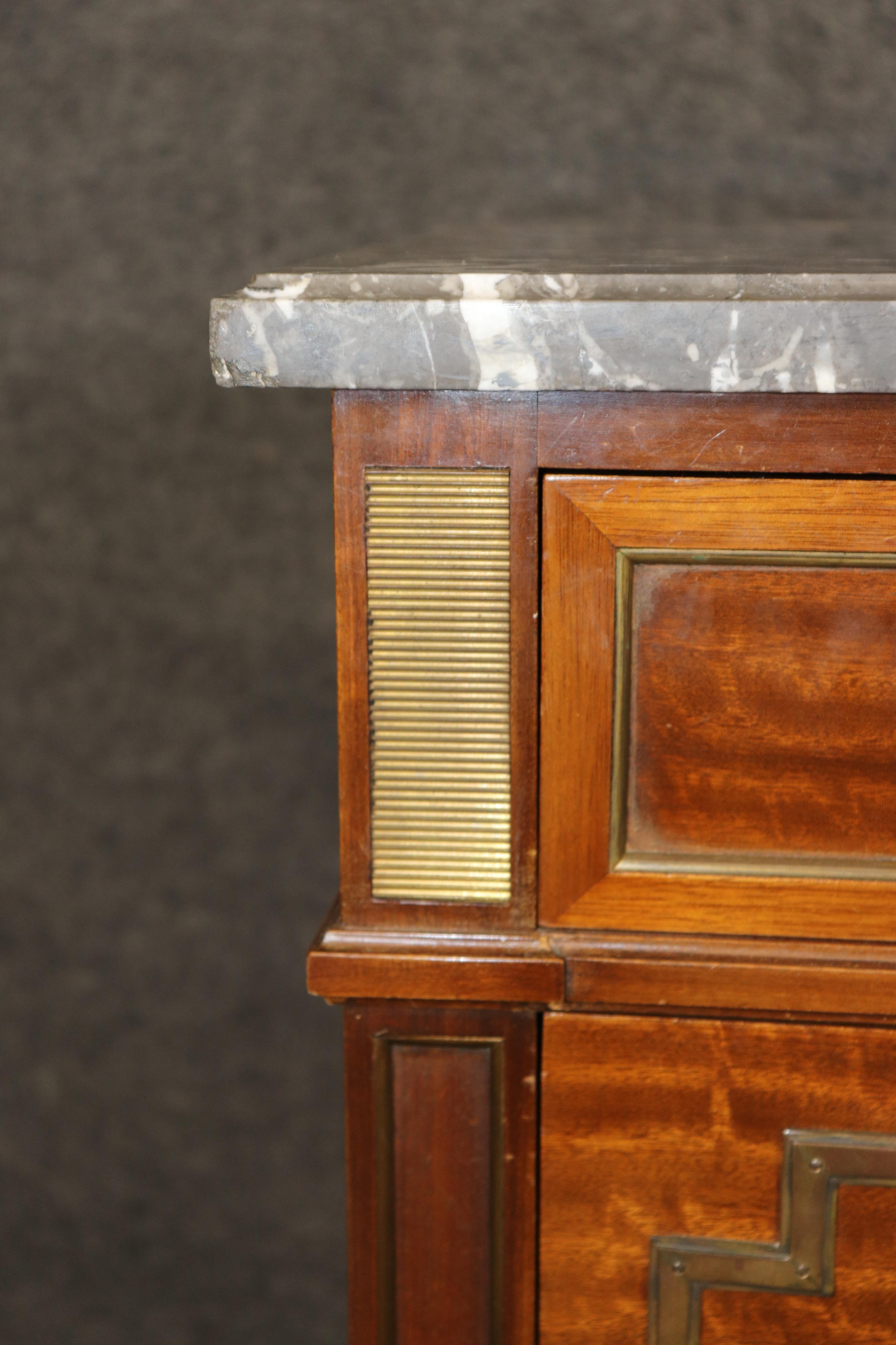 Signed Maison Jansen Bronze Mounted Marble Top Directoire Commode Dresser For Sale 6