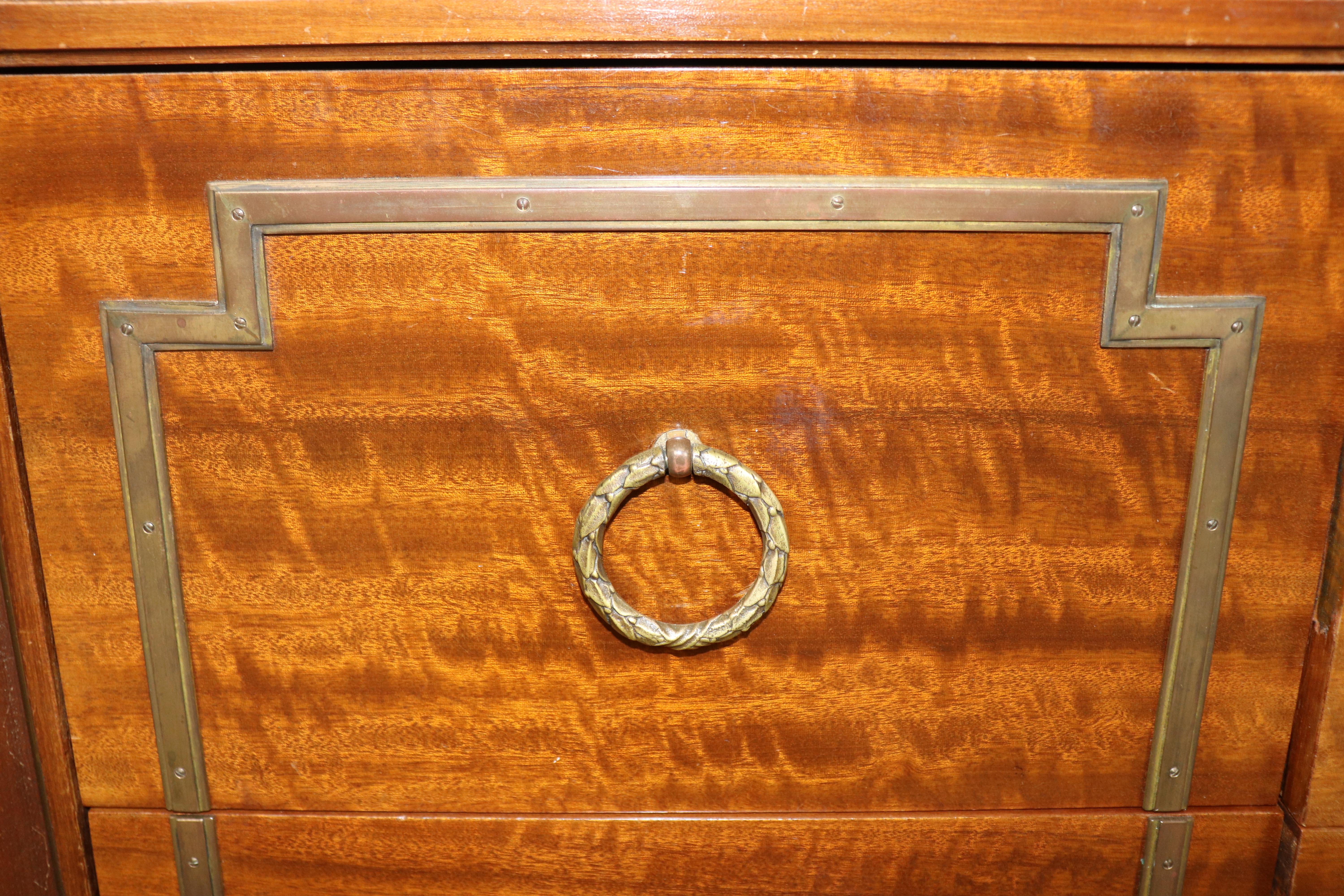Signed Maison Jansen Bronze Mounted Marble Top Directoire Commode Dresser For Sale 12