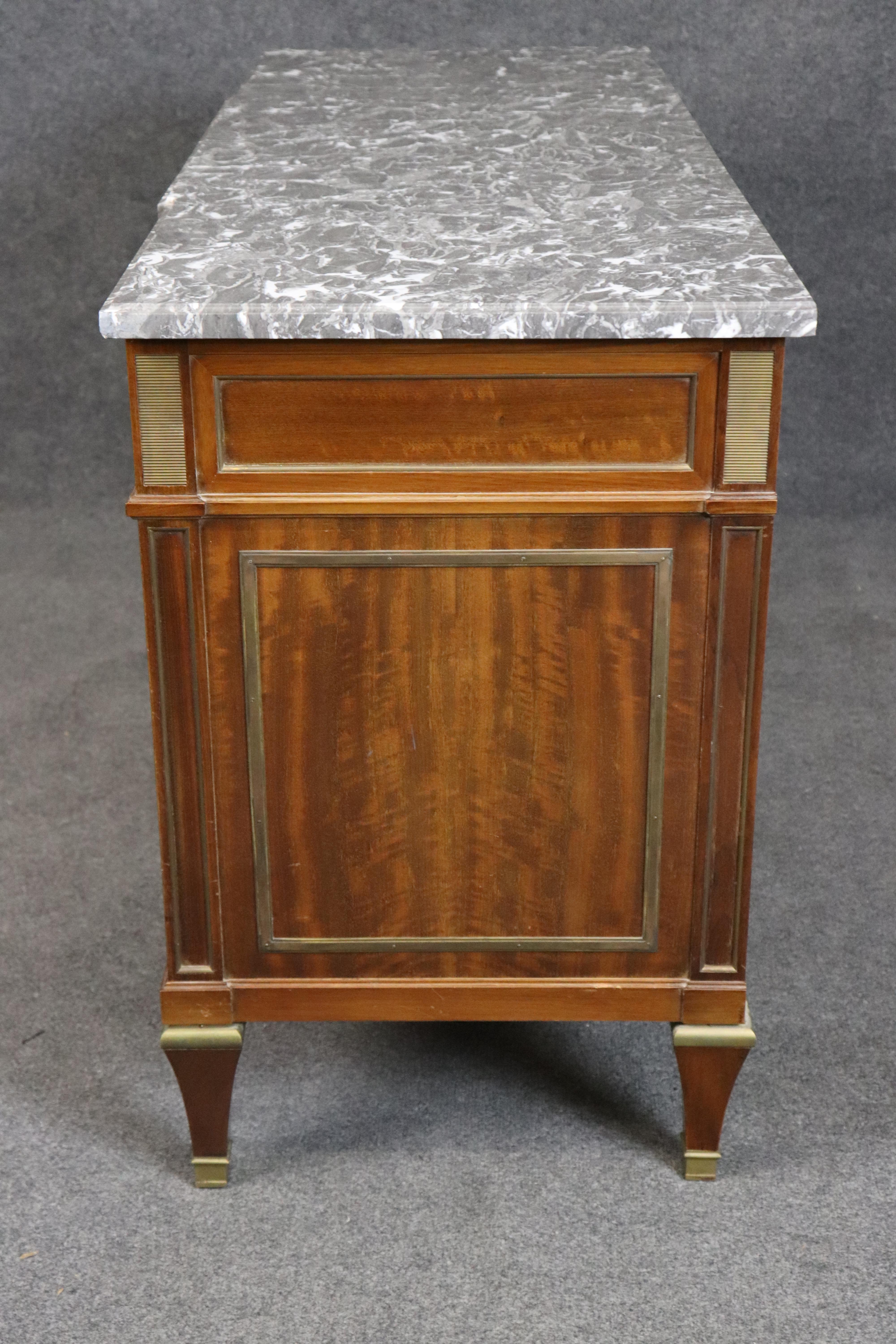 Signed Maison Jansen Bronze Mounted Marble Top Directoire Commode Dresser For Sale 2