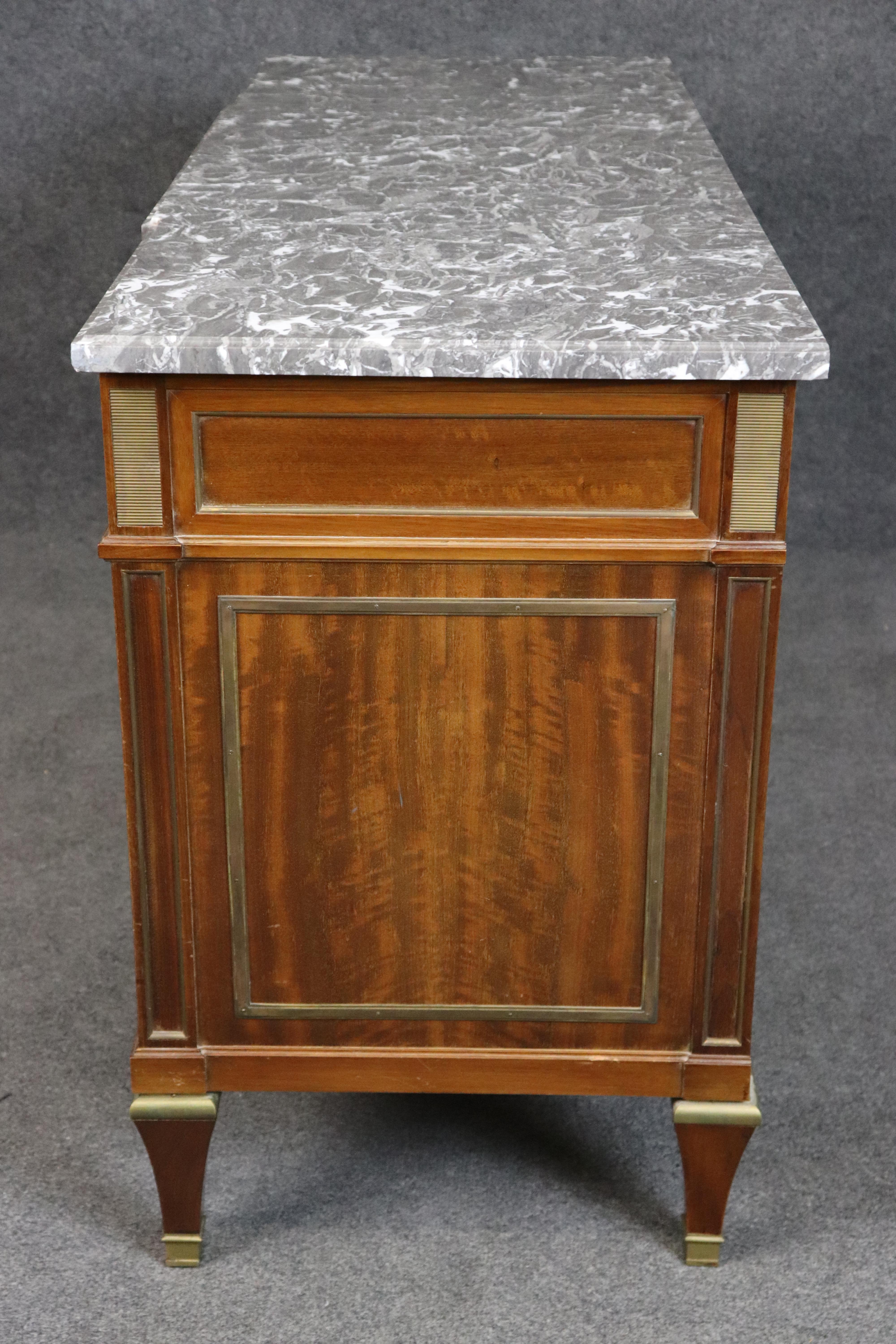 Signed Maison Jansen Bronze Mounted Marble Top Directoire Commode Dresser For Sale 3