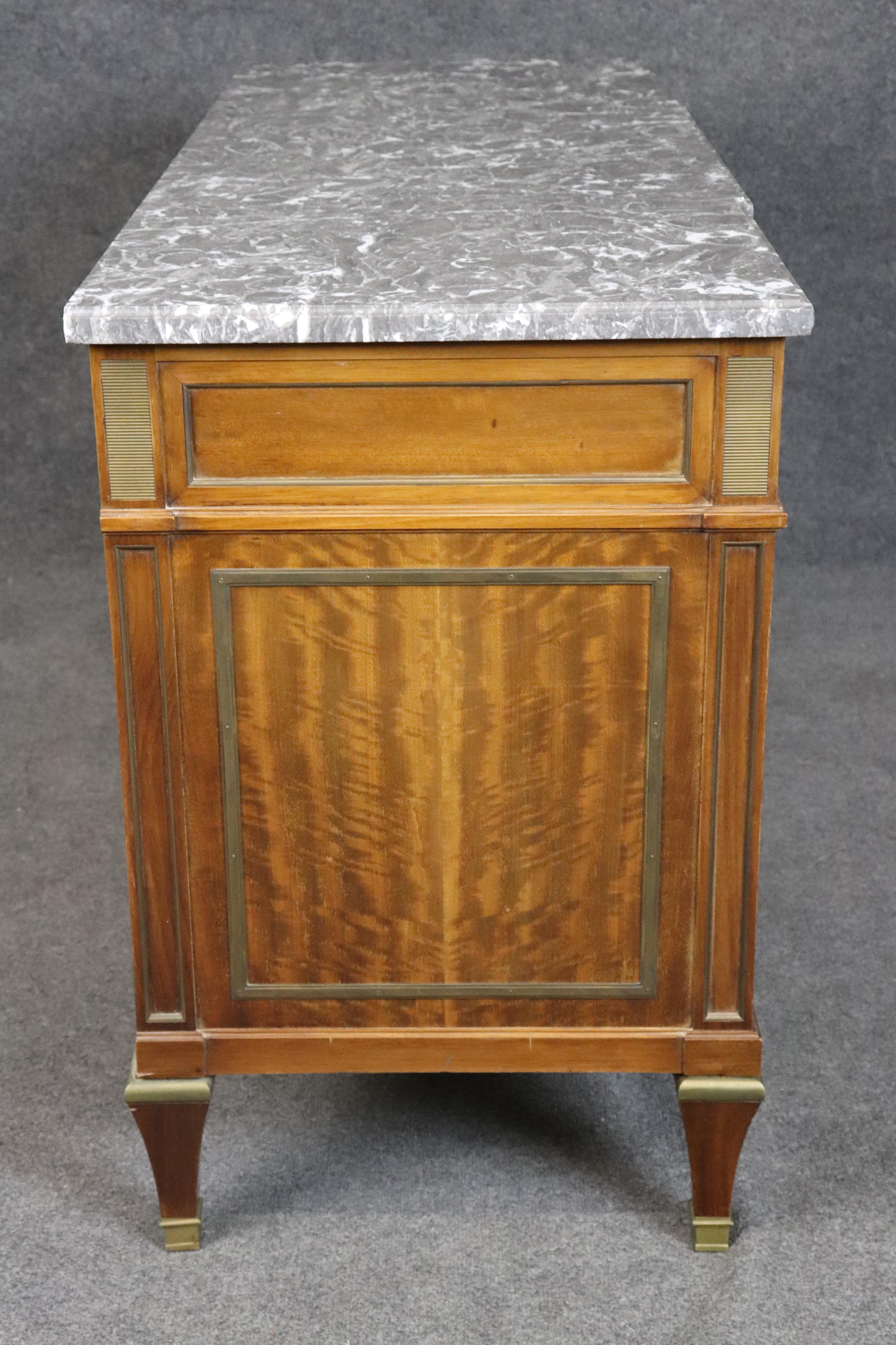 Signed Maison Jansen Bronze Mounted Marble Top Directoire Commode Dresser For Sale 4