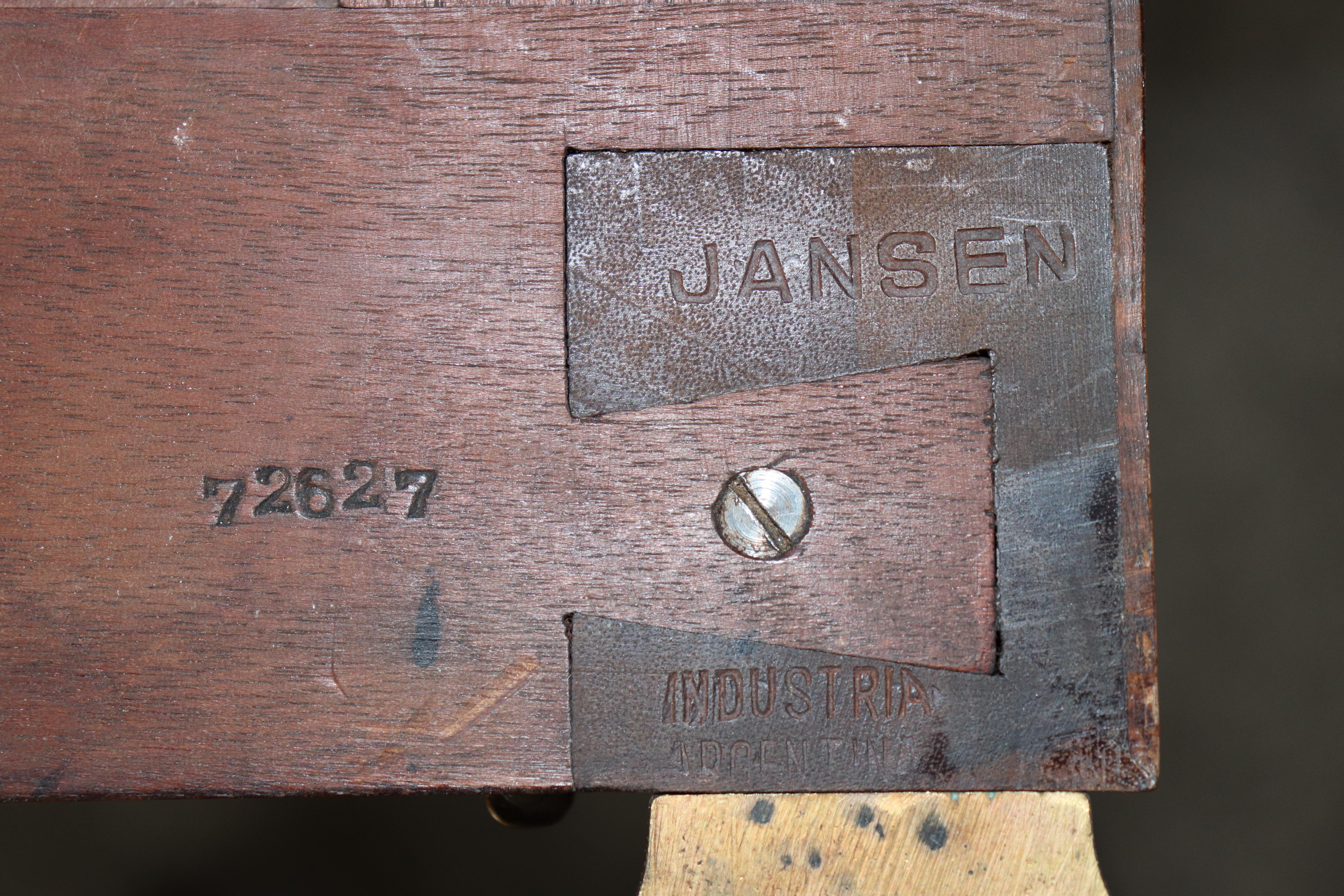 This is a very SHALLOW depth sideboard that can be placed almost anywhere in any home by the famous Maison Jansen in this case of Argentina. Maison Jansen had factories in France, Egypt, Argentina and Cuba. They also made furniture in New York. This