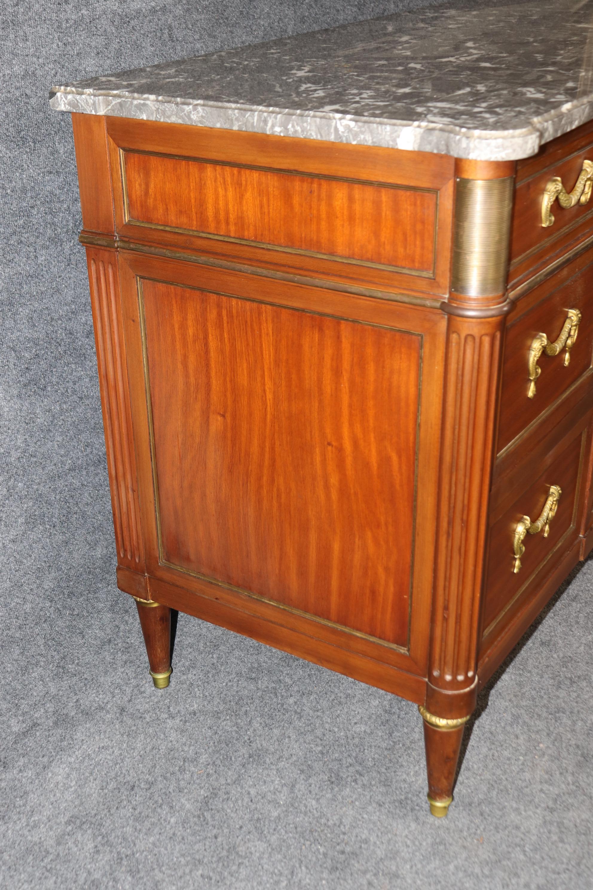 Mid-20th Century Signed Maison Jansen Mahogany and Marble Top Commode Dresser For Sale