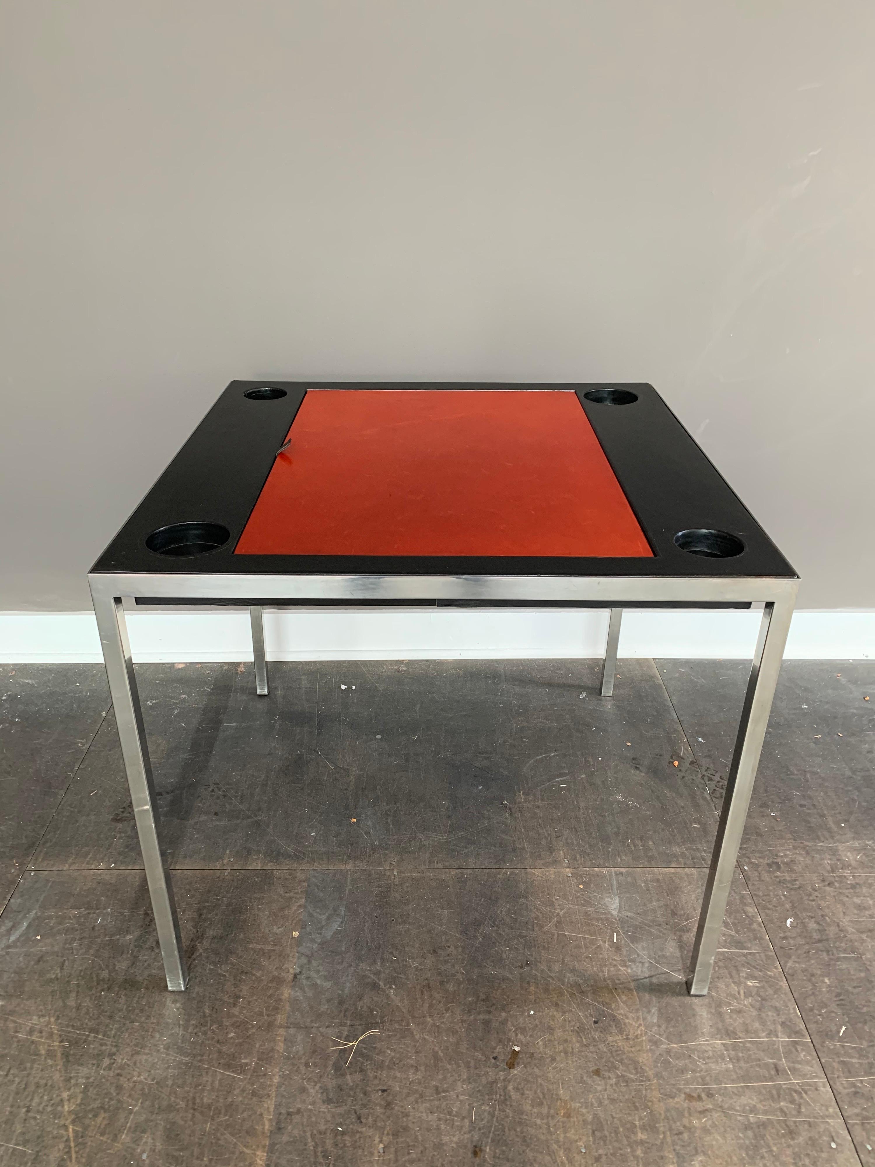 Table de jeu de backgammon à plateau en cuir signée Maison Jansen en vente 5