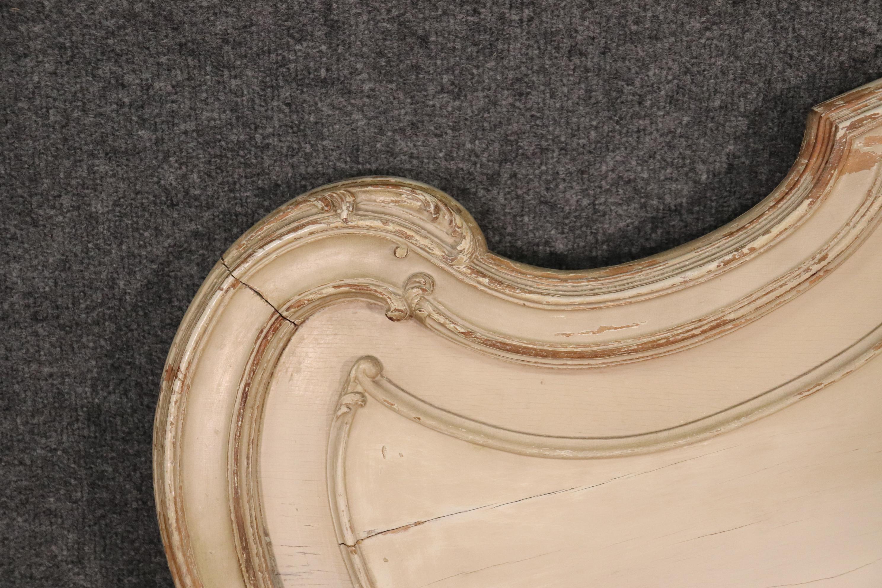 Signed Maison Jansen Louis XV Carved Painted Headboard and Footboard circa 1900 14