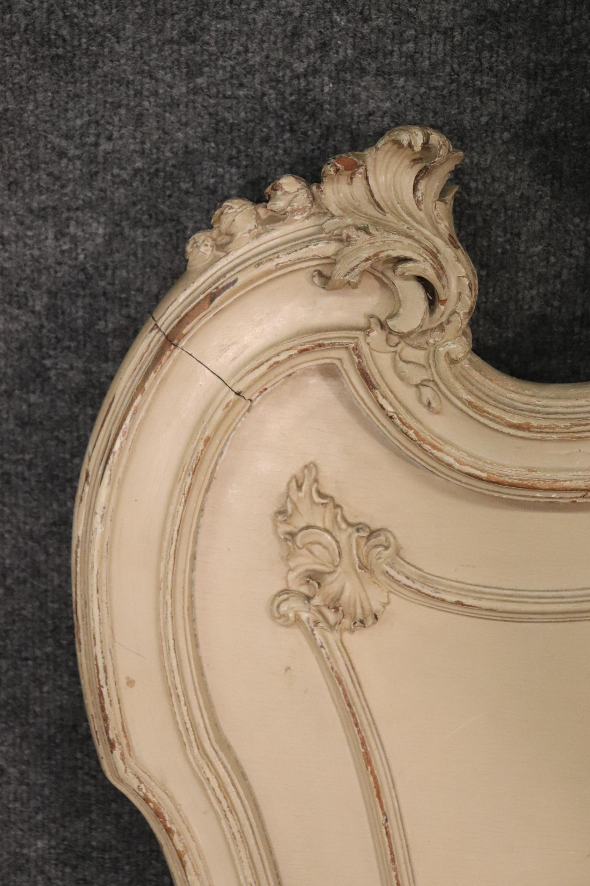 Signed Maison Jansen Louis XV Carved Painted Headboard and Footboard circa 1900 1