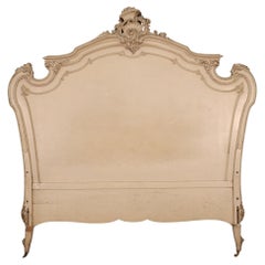 Signed Maison Jansen Louis XV Carved Painted Headboard and Footboard circa 1900