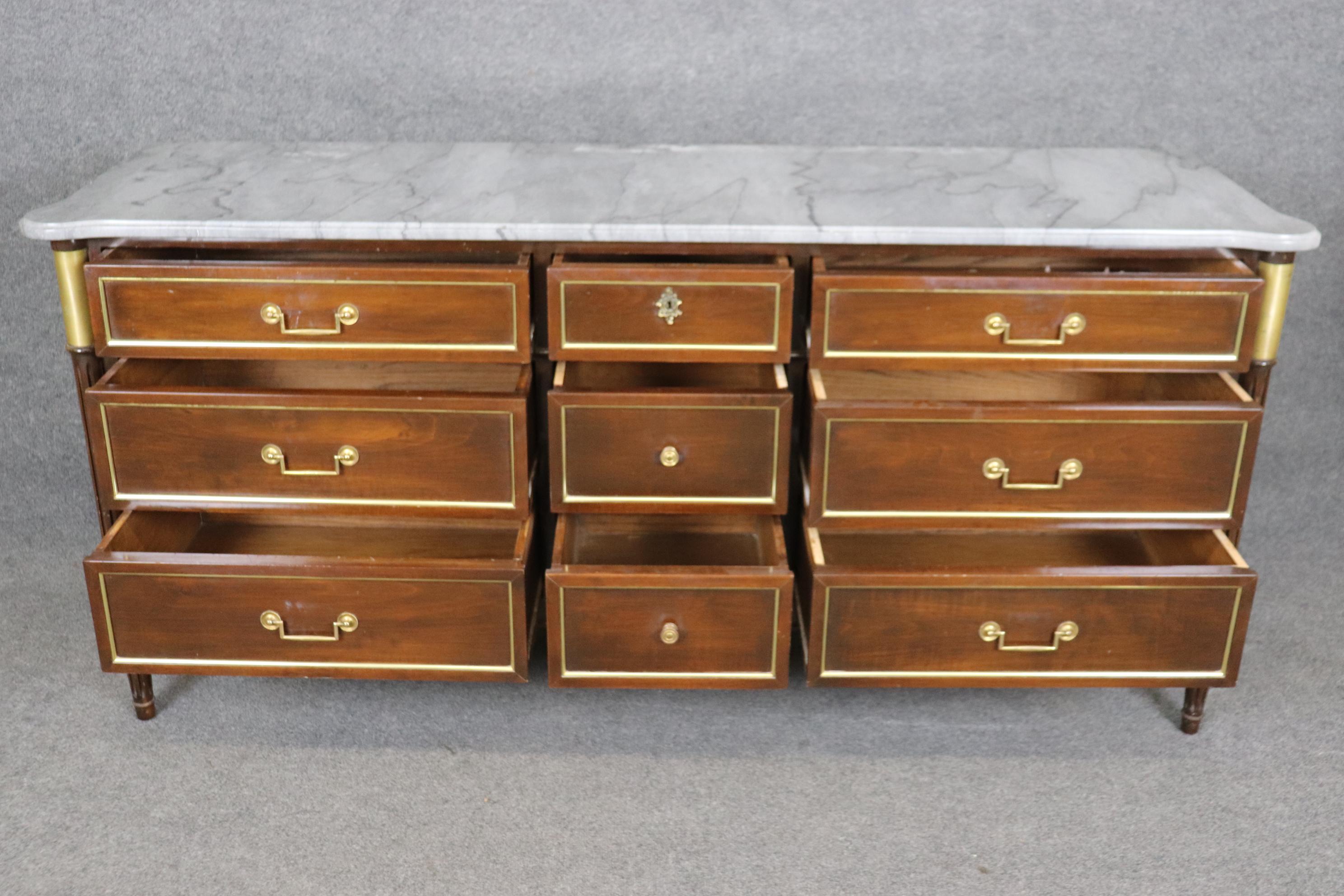 Maison Jansen Style Mahogany with Brass and Bronze Ormolu Triple Dresser For Sale 4