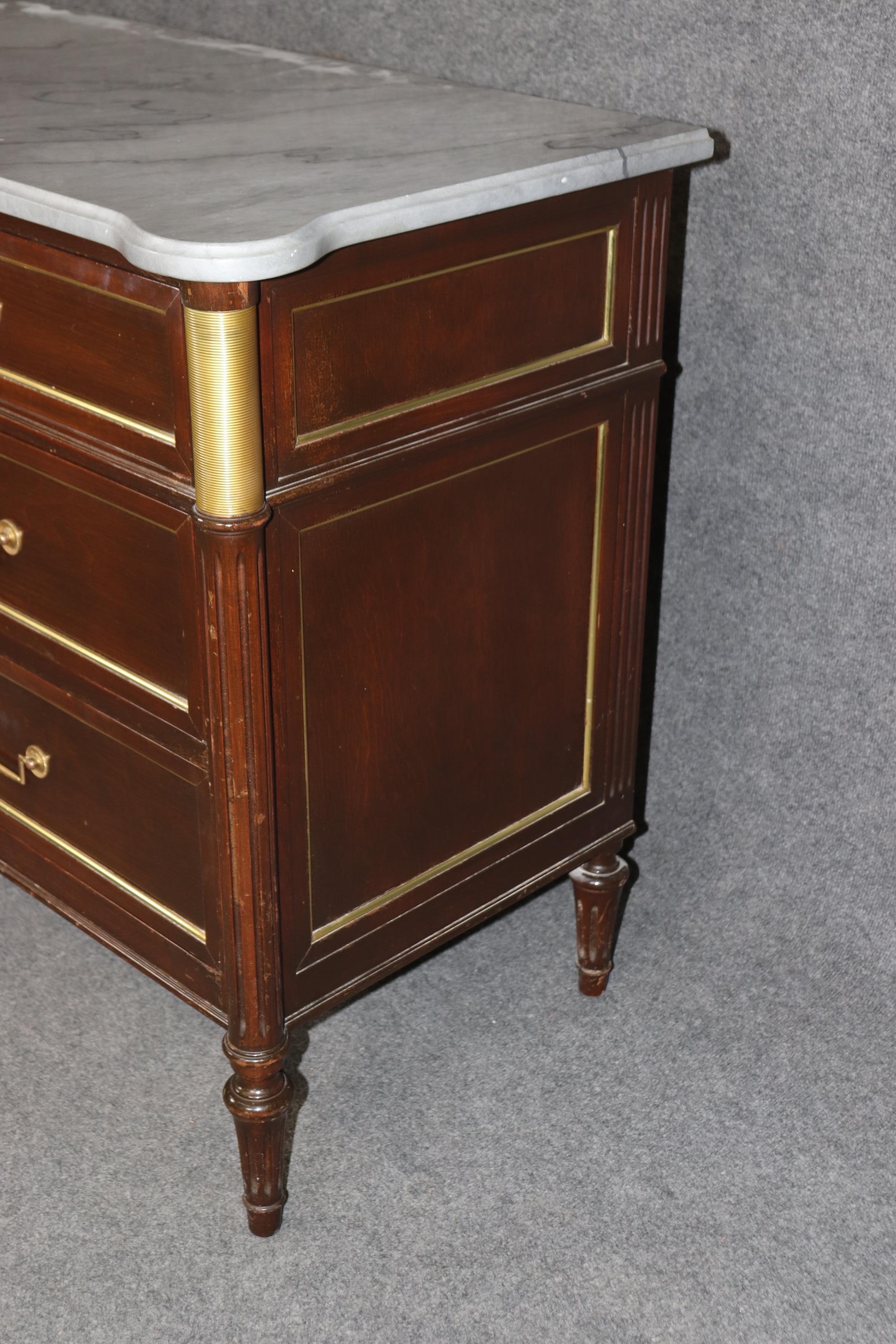 Maison Jansen Style Mahogany with Brass and Bronze Ormolu Triple Dresser For Sale 1