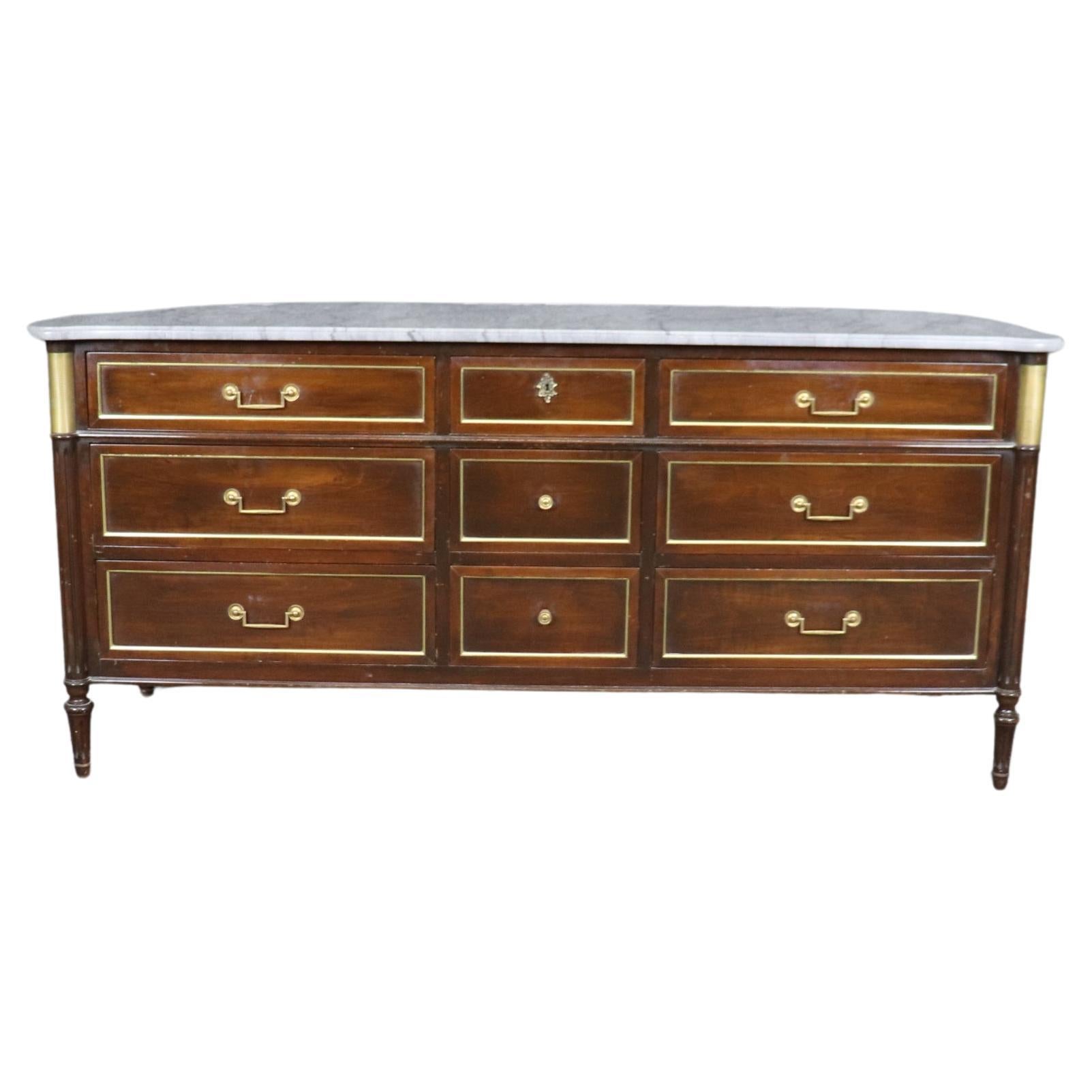 Maison Jansen Style Mahogany with Brass and Bronze Ormolu Triple Dresser For Sale