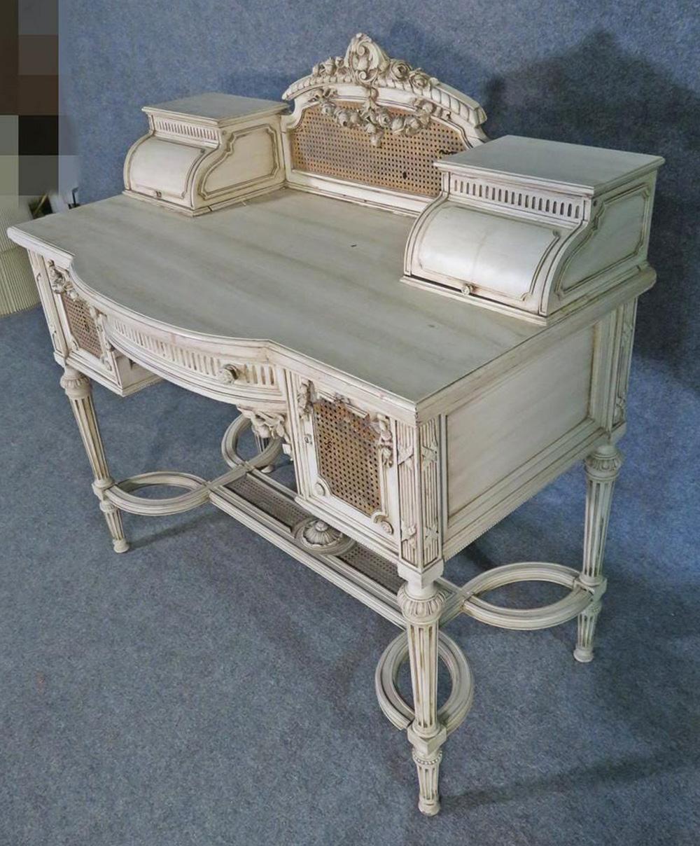 Signed Maison Jansen Paint Decorated Louis XVI Ladies Vanity Writing Desk 4