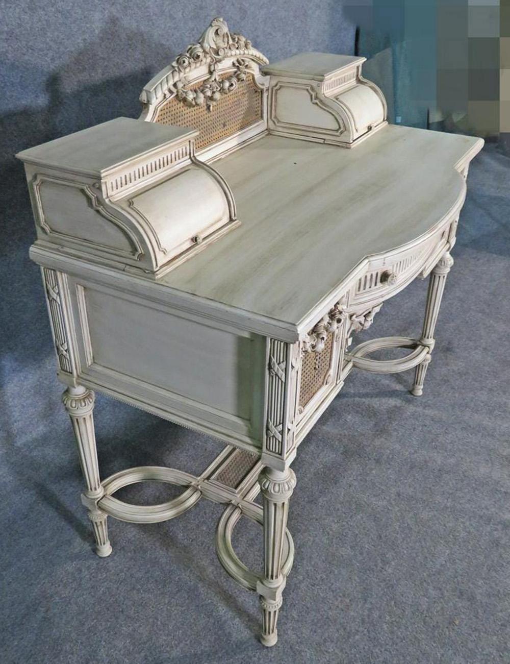 Signed Maison Jansen Paint Decorated Louis XVI Ladies Vanity Writing Desk 5