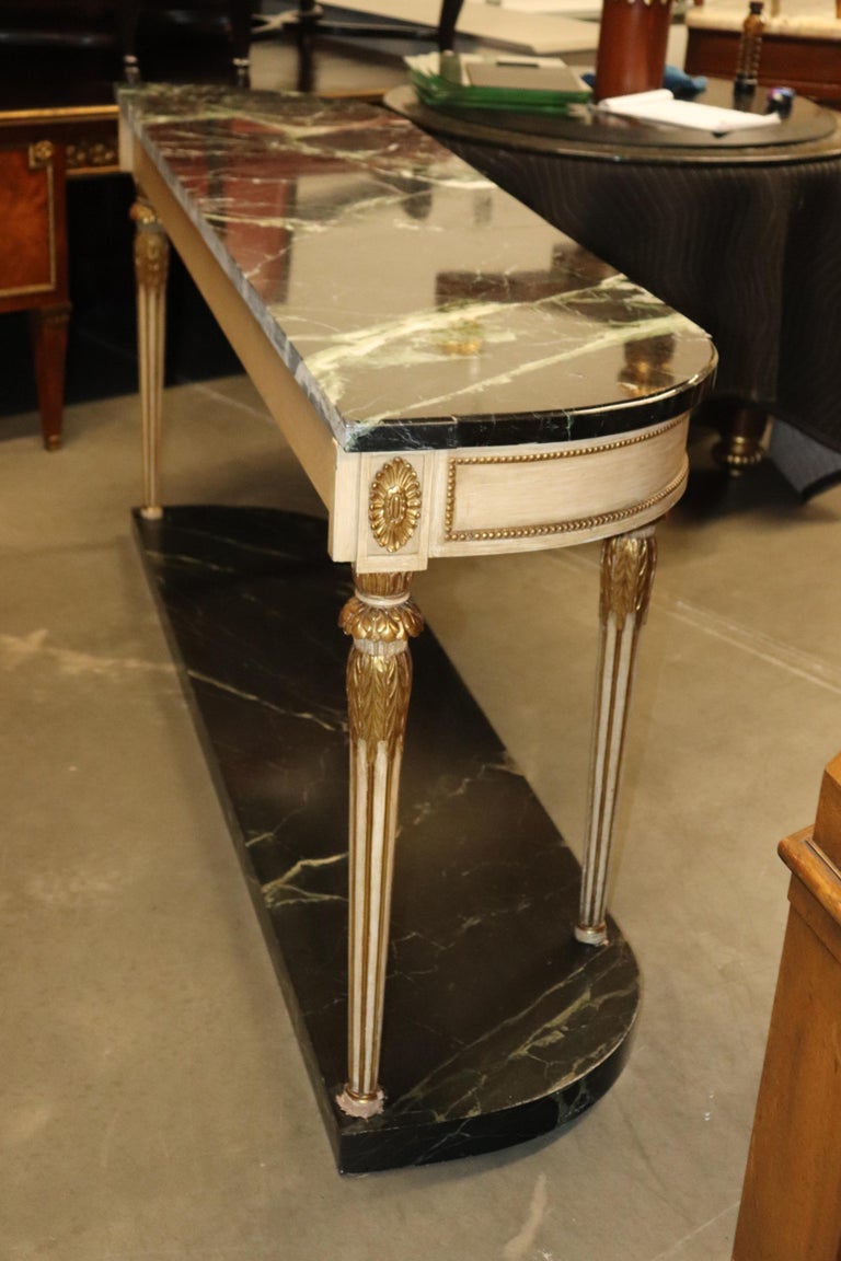 Signed Maison Jansen Verdi Green Marble Creme Painted Gilded Console ...