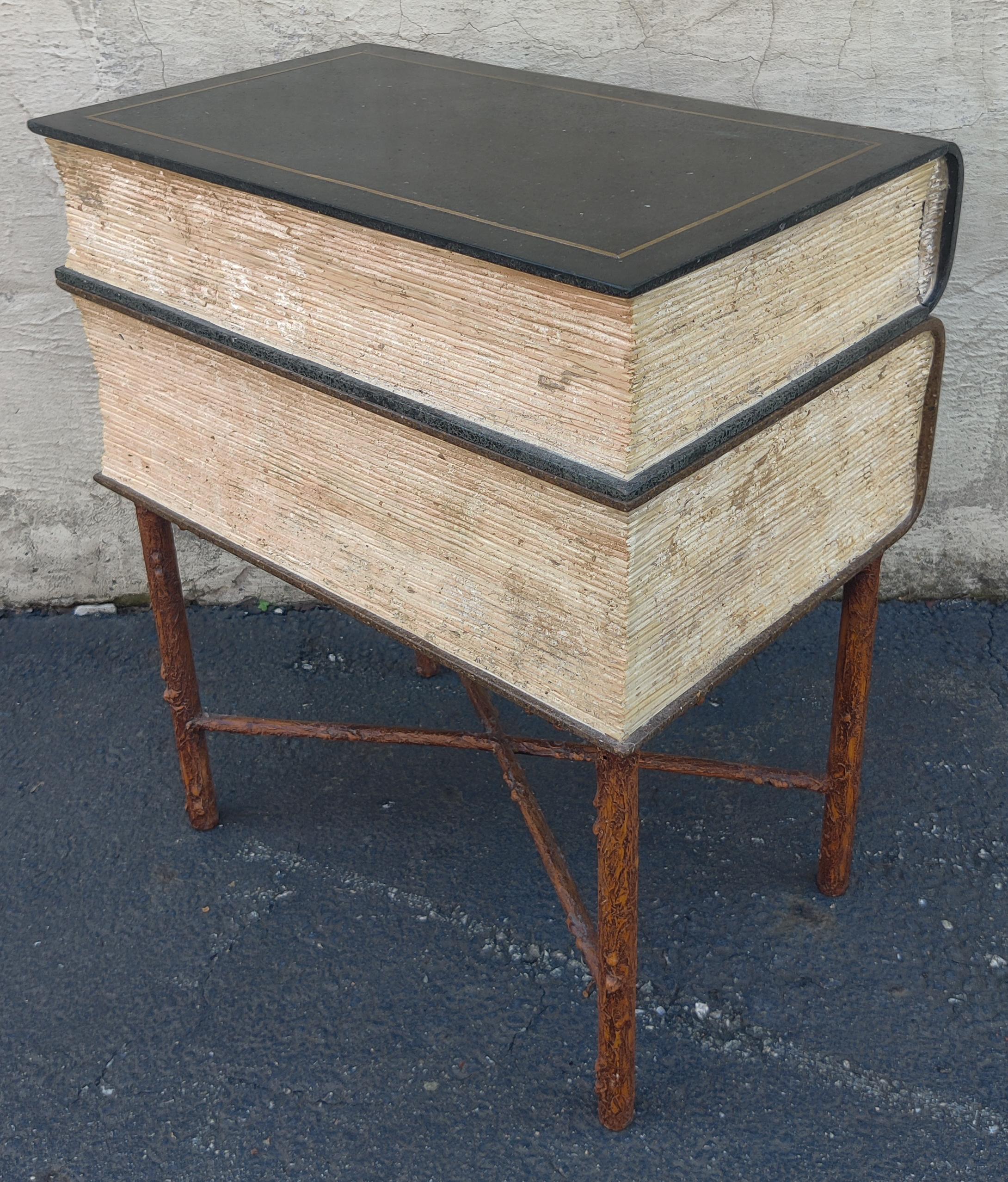 Signed Maitland Smith Marble Faux Bois Stacked Books Trunk or End Table 1980s For Sale 4
