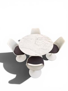 Signed Marble Tulip Dining Set for 4 by Saarinen for Knoll