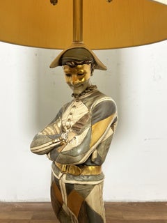 Signed Marbro Monumental Harlequin or Jester St. Marceaux Plaster Lamp C. 1960s