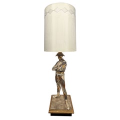 Signed Marbro Monumental Harlequin or Jester St. Marceaux Plaster Lamp C. 1960s